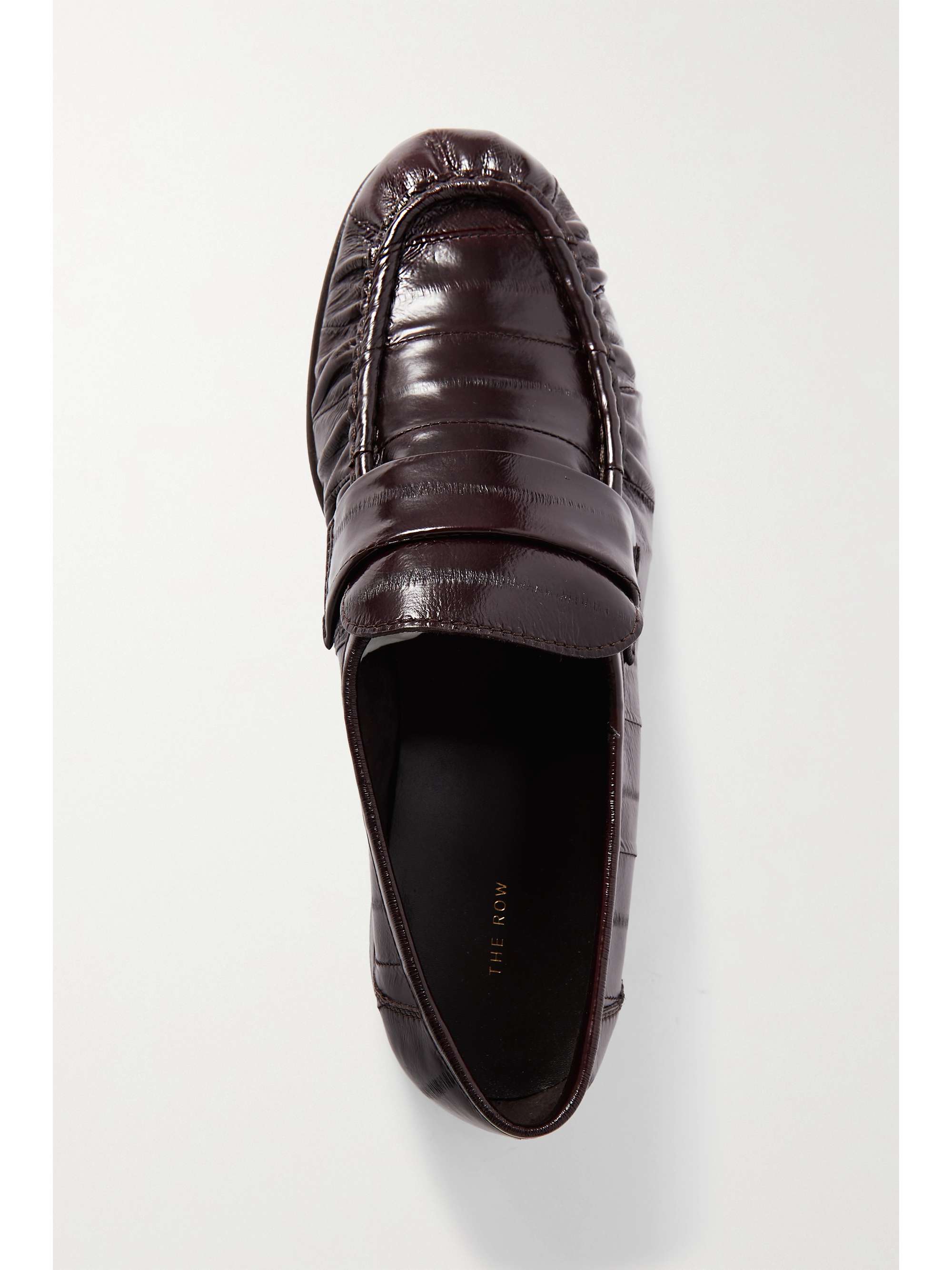 THE ROW Crinkled glossed-leather loafers