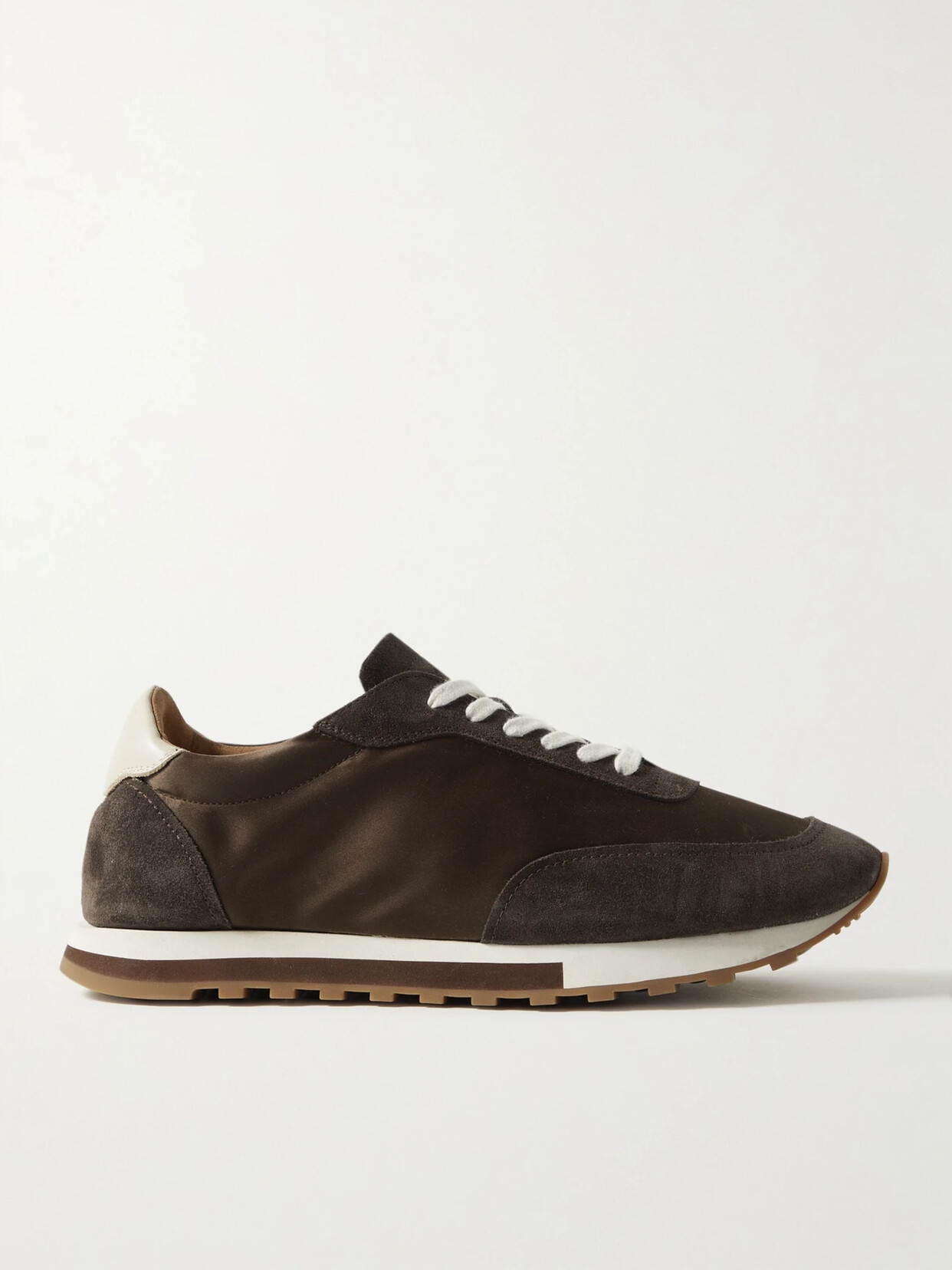 The Row - Owen Runner Satin, Suede And Leather Sneakers - Brown