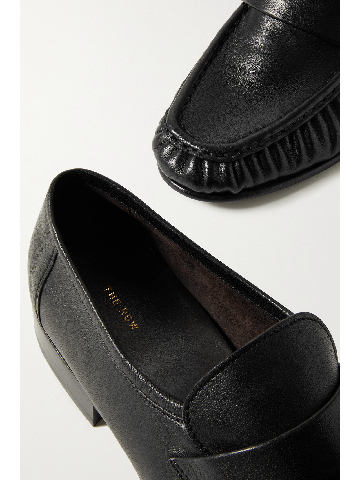 The Row Leather Loafers In Black