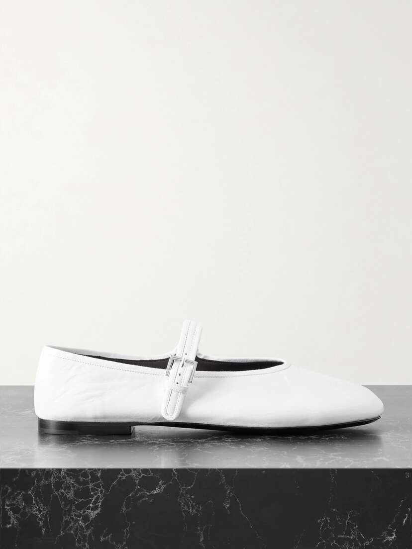 The Row Boheme Leather Mary Jane Ballet Flats
