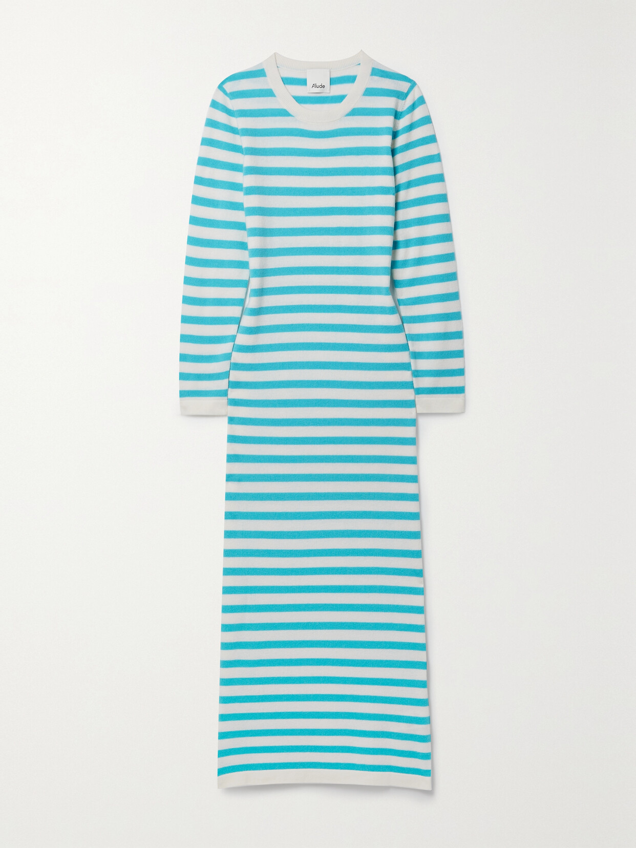 Allude Striped Wool And Cashmere-blend Midi Dress In Blue