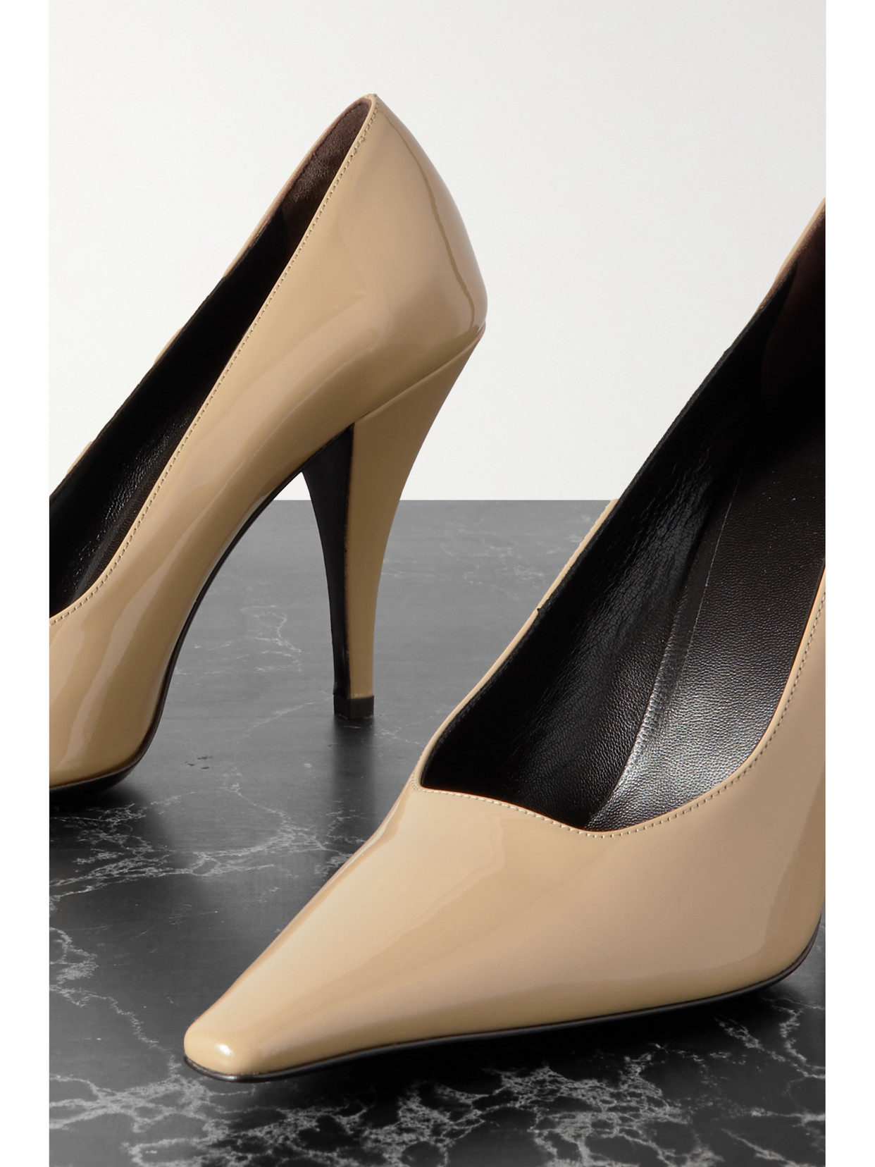 Shop The Row Lana Patent-leather Pumps In Neutrals