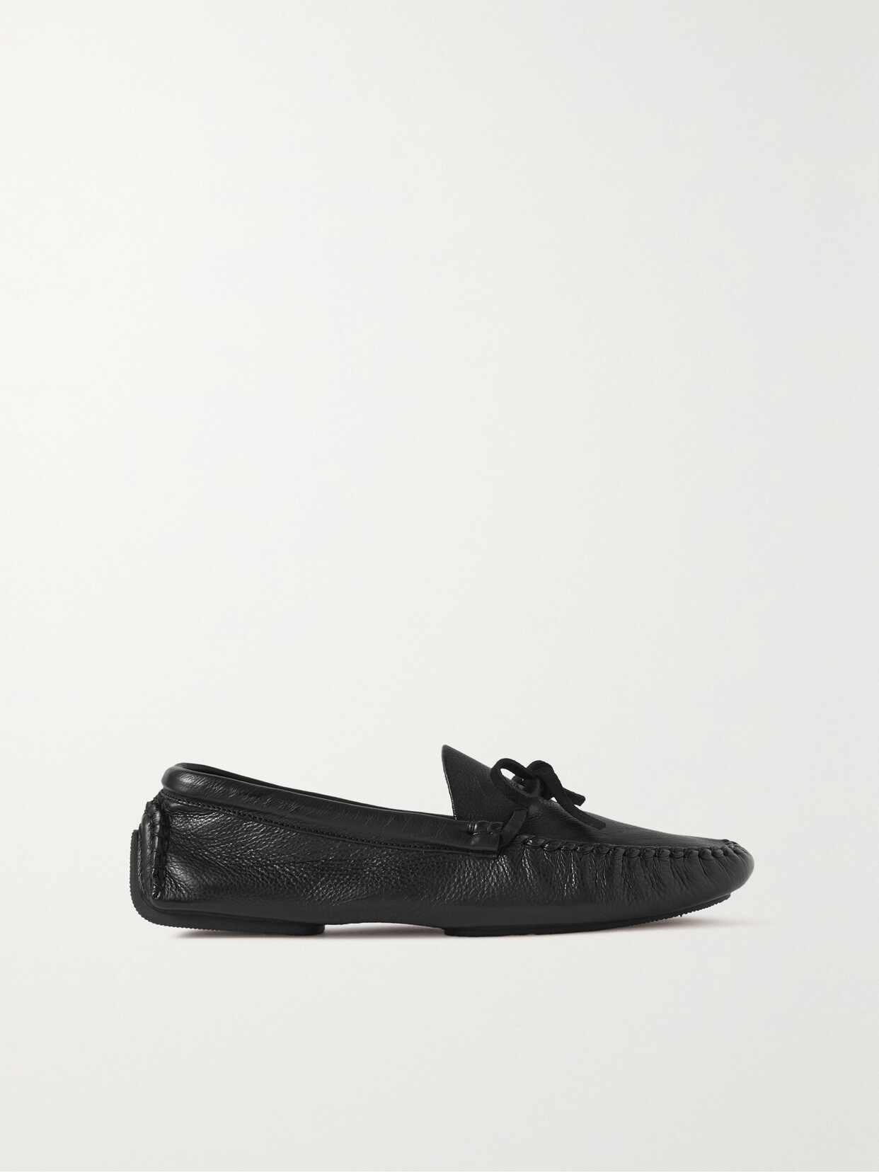 The Row - Lucca Bow-embellished Textured-leather Loafers - Black