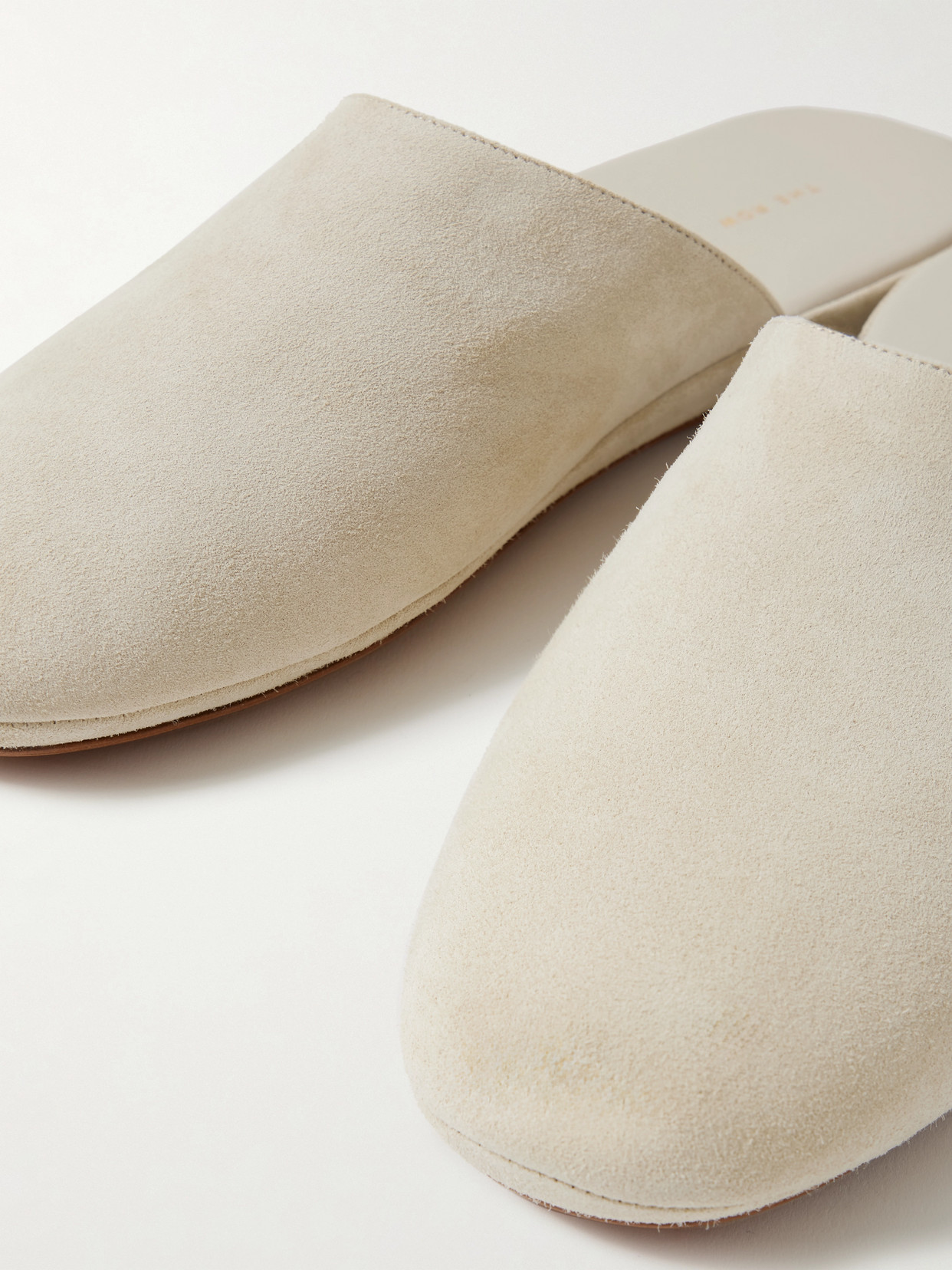 The Row Franco Suede Slippers In White