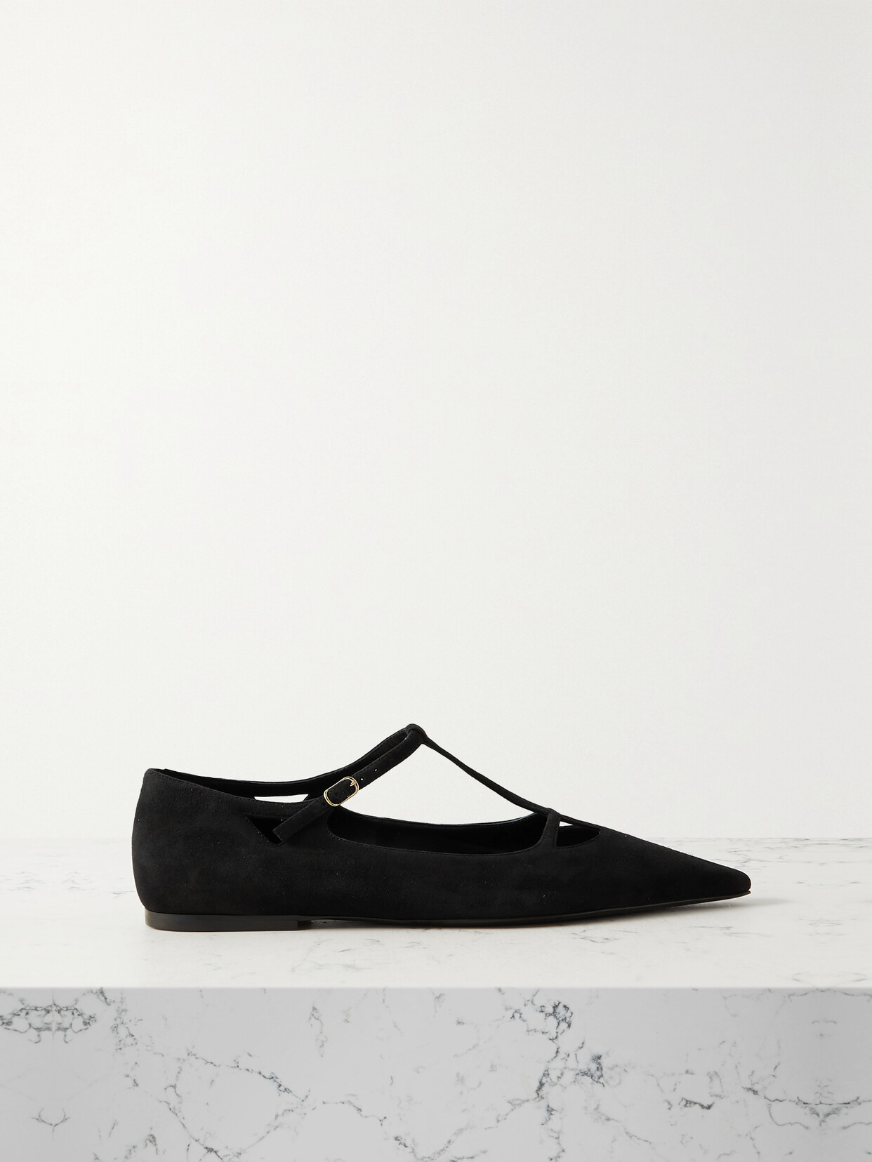 The Row - Cyd Suede Point-toe Flats - Black