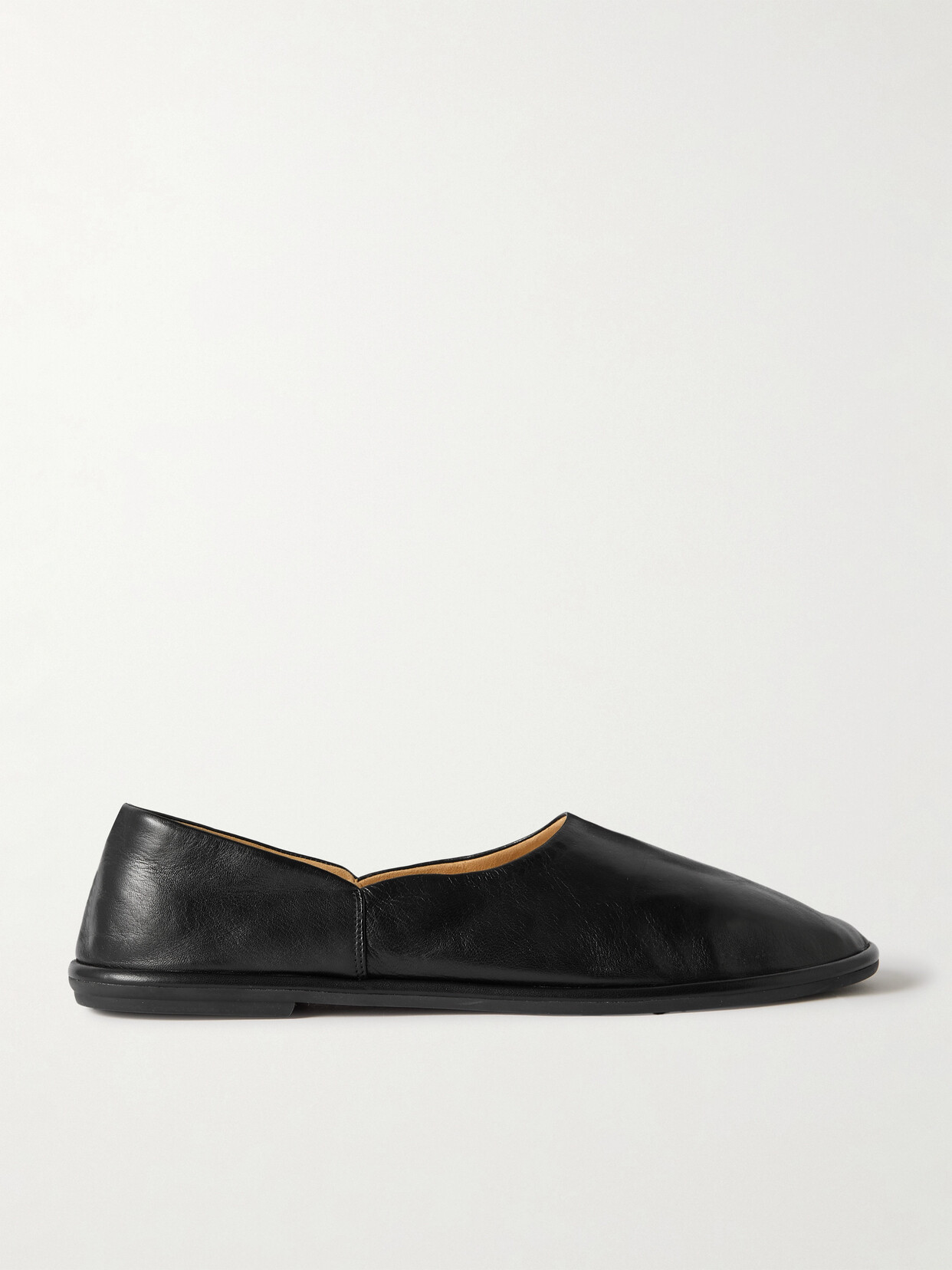 The Row - Canal Glossed-leather Ballet Flats - Black