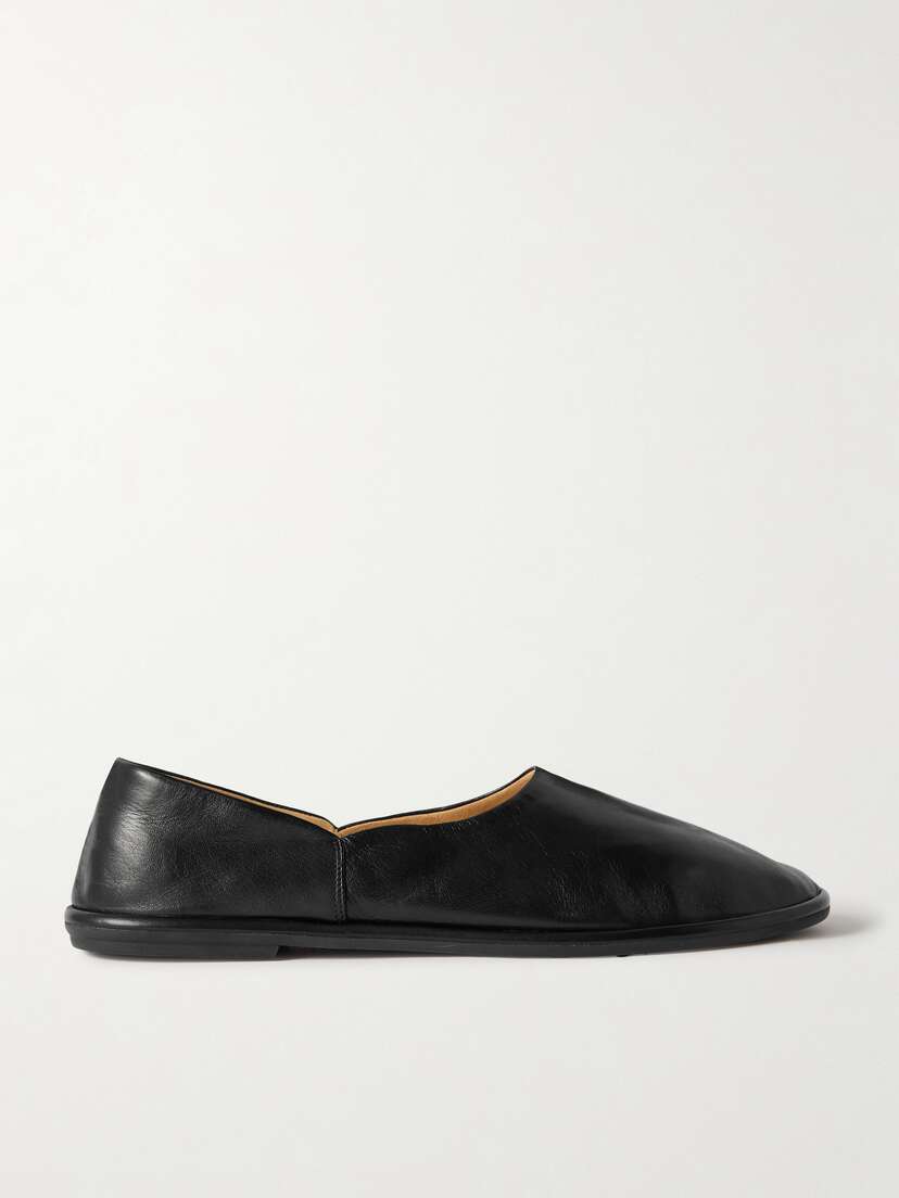 The Row Canal Glossed-leather Ballet Flats
