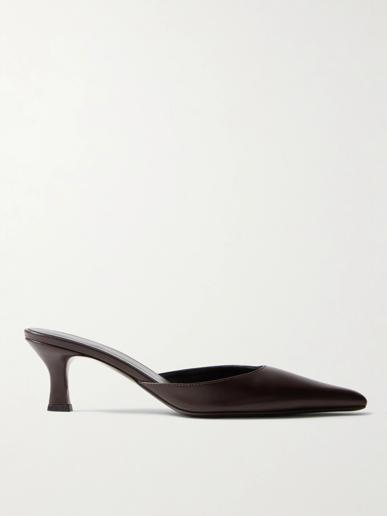 The Row Cybil Leather Mules In Brown