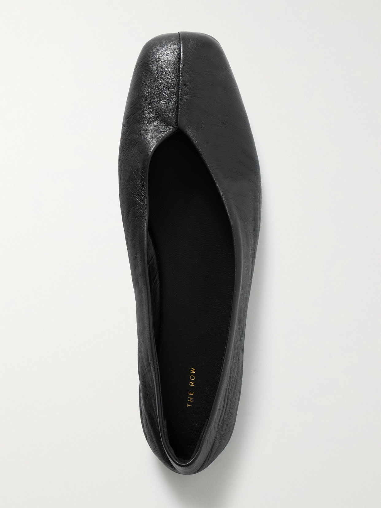 The Row Eva Leather Ballet Flats In Black