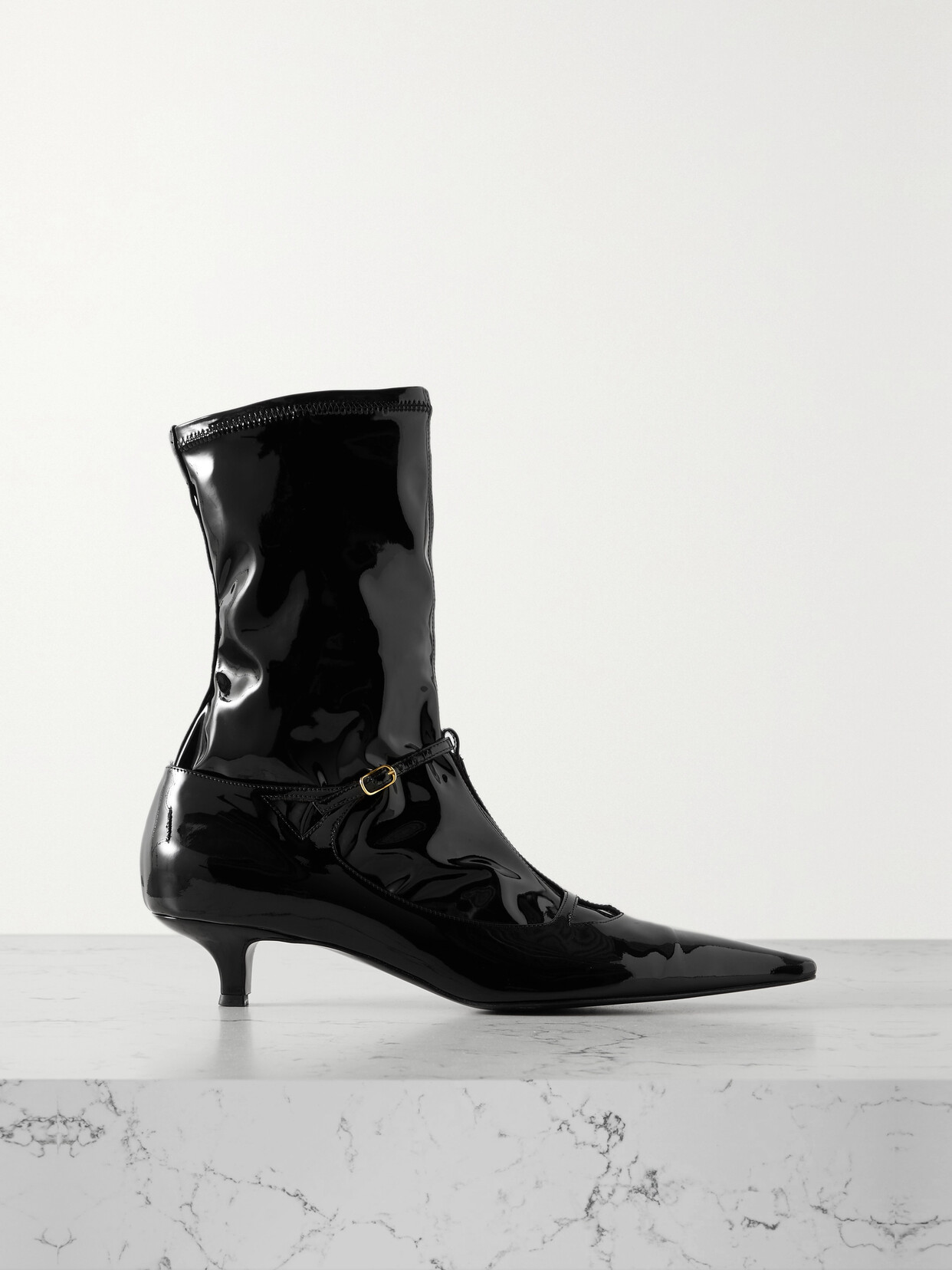 The Row Cyd Patent T-strap Booties In Black