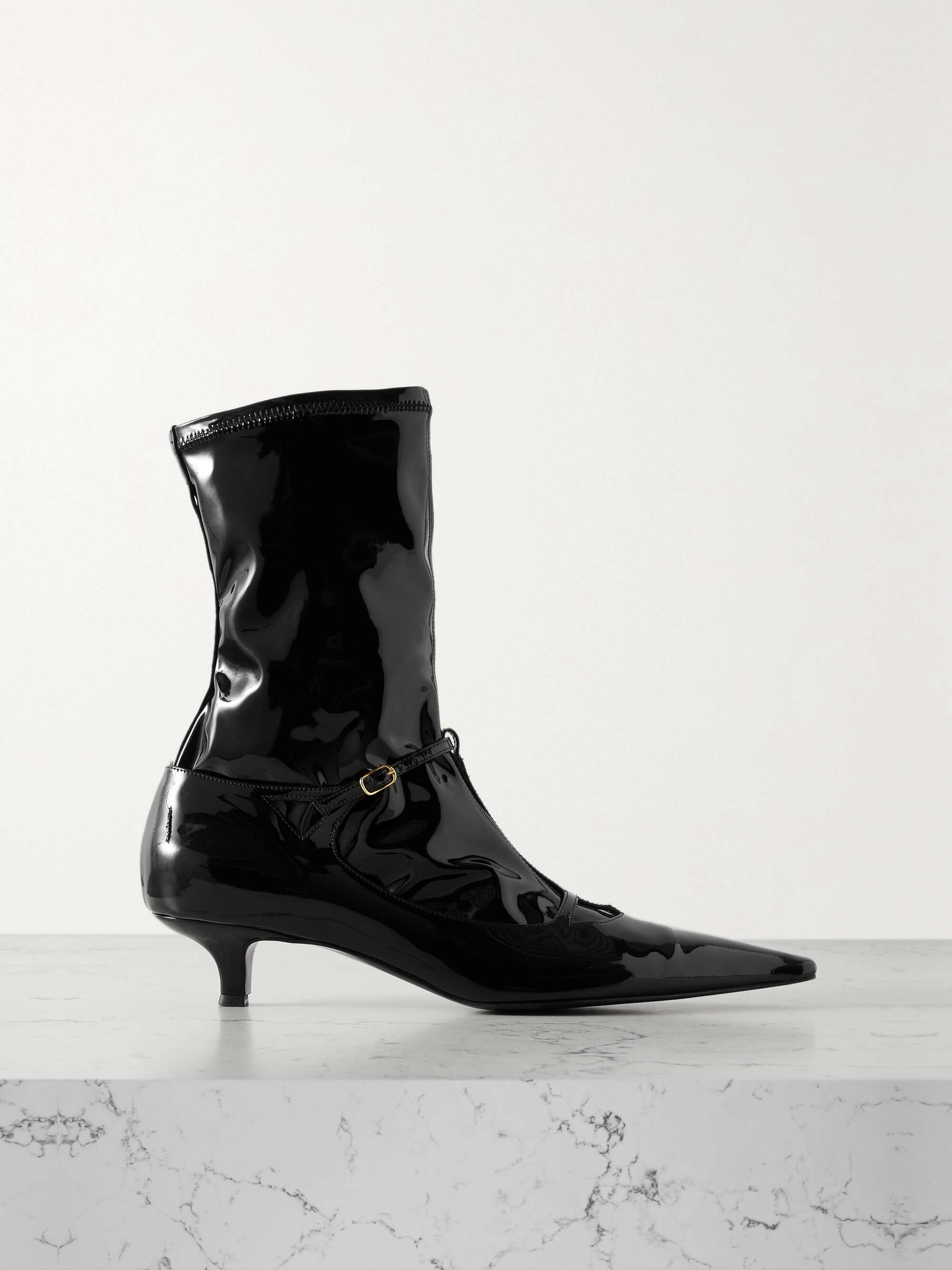 Patent-leather ankle boots