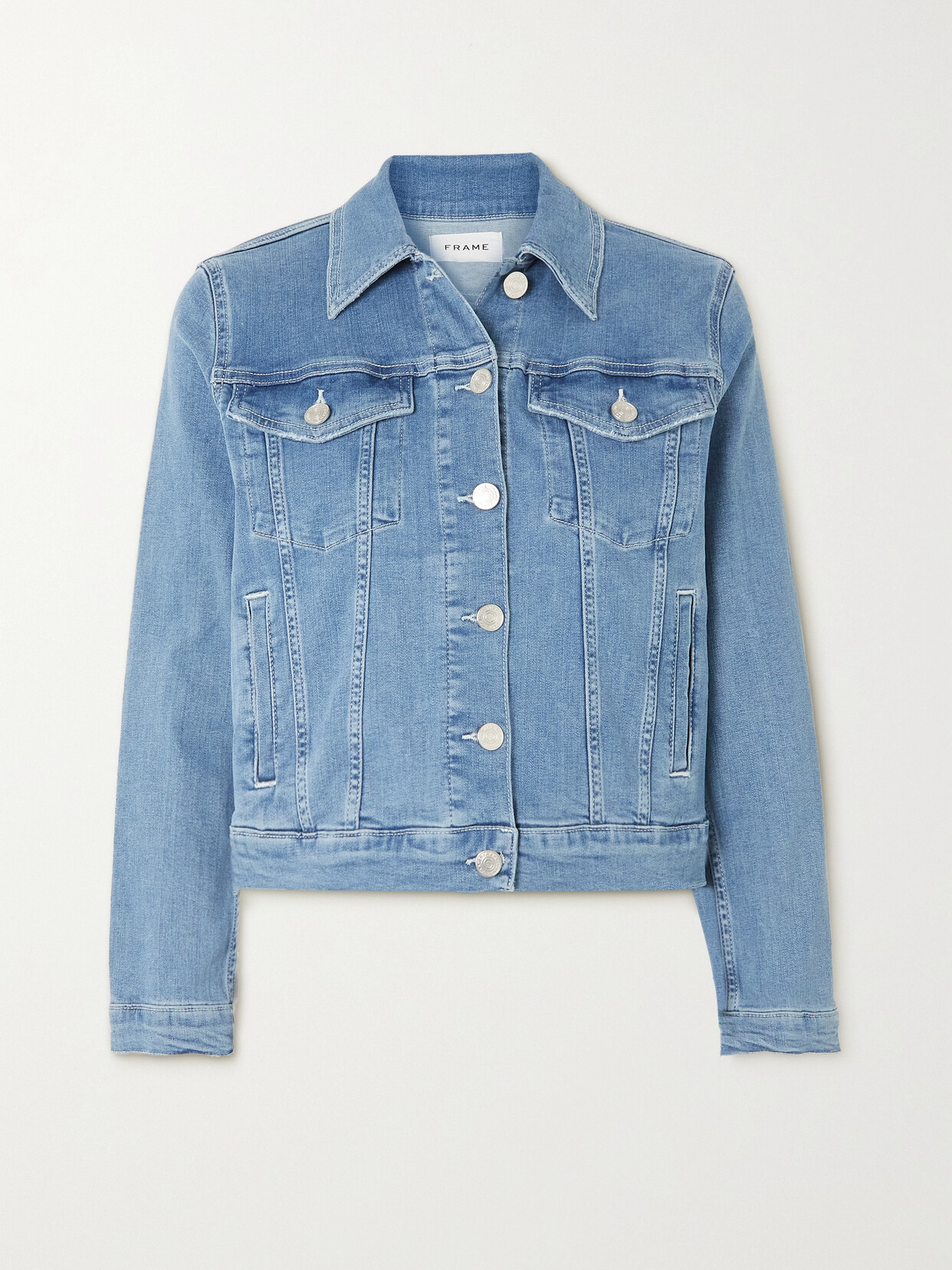 FRAME - Le Vintage Cropped Denim Jacket - Blue