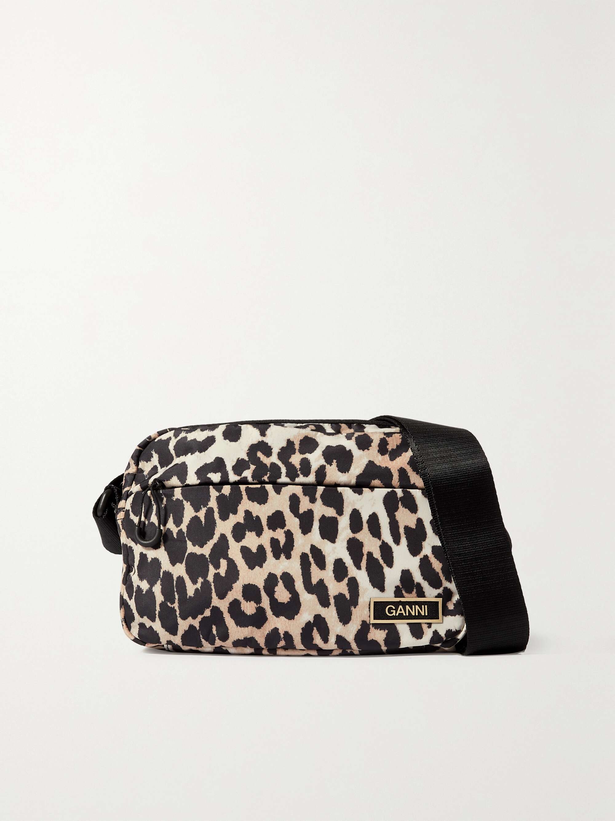 GANNI Leopard-print recycled shell shoulder bag