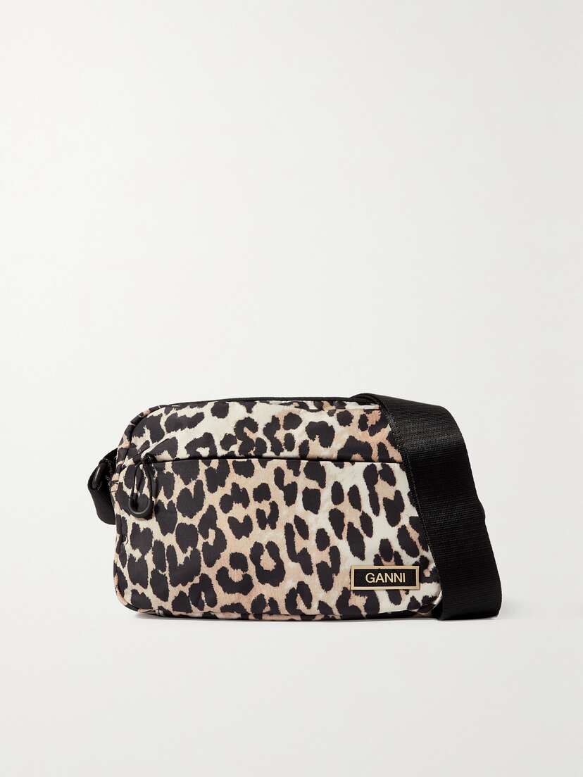 Ganni + Net Sustain Leopard-print Recycled-shell Shoulder Bag