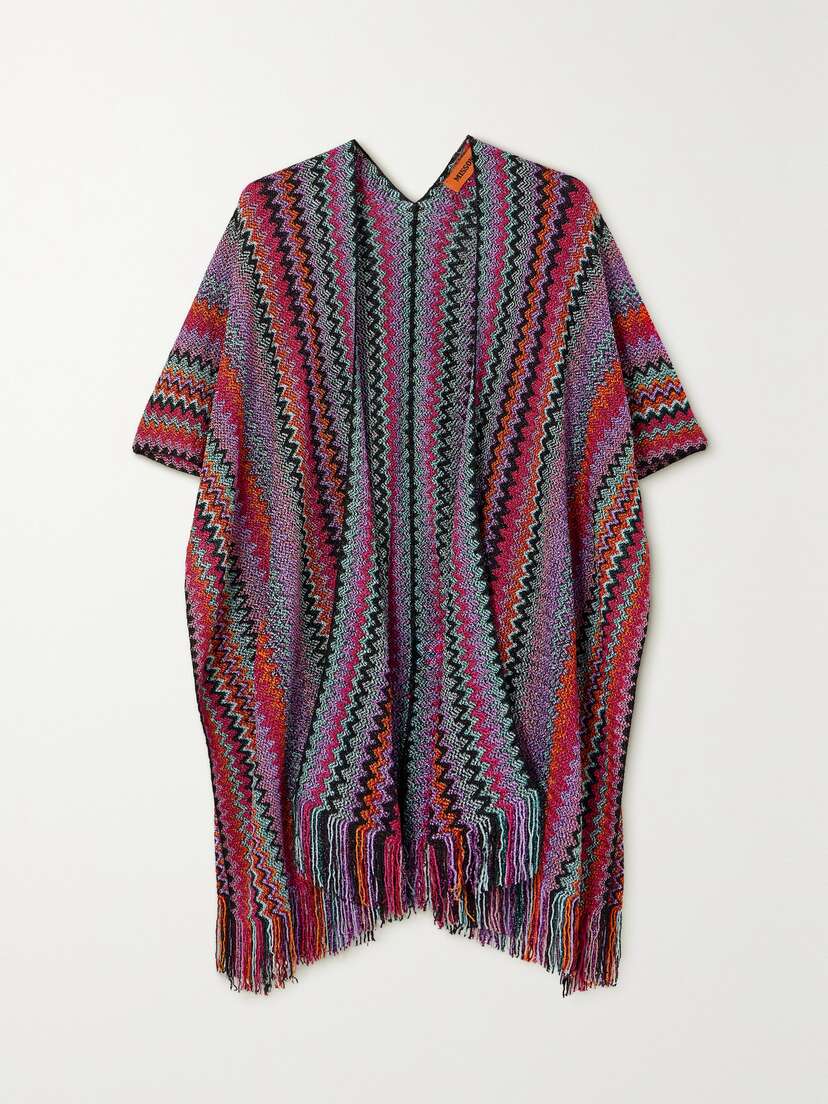 Missoni Fringed Striped Crochet-knit Wrap