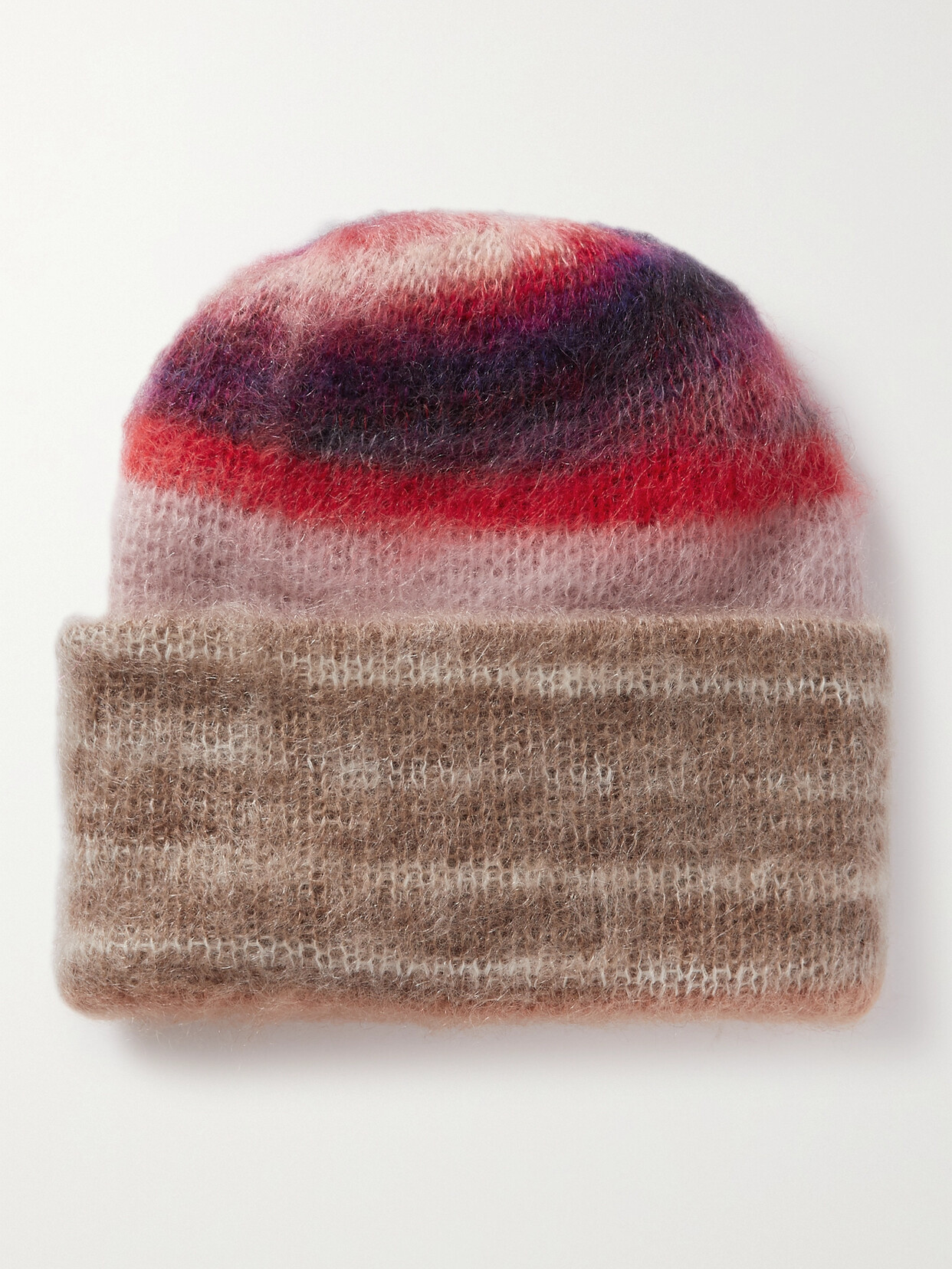 Missoni Striped Crochet-knit Mohair Beanie In Brown