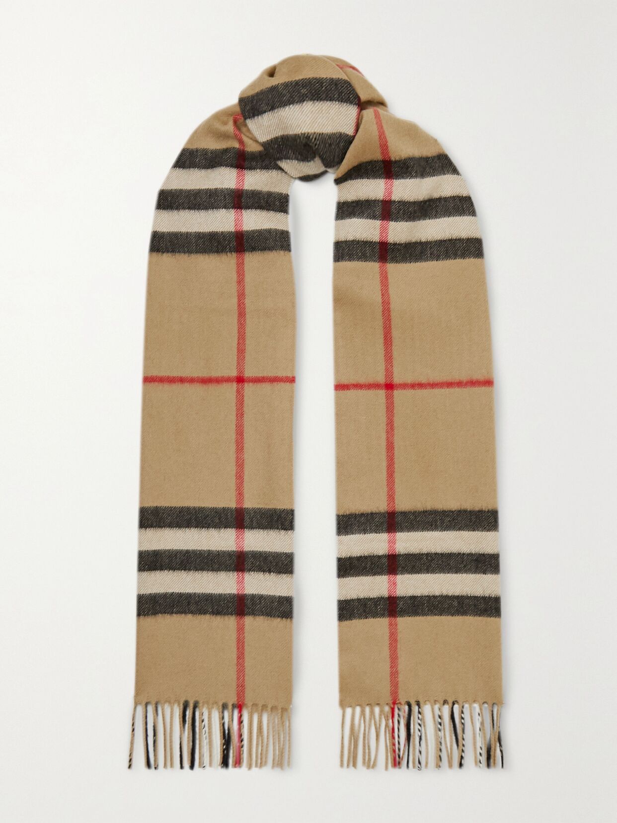 plus net sustain fringed checked cashmere scarf