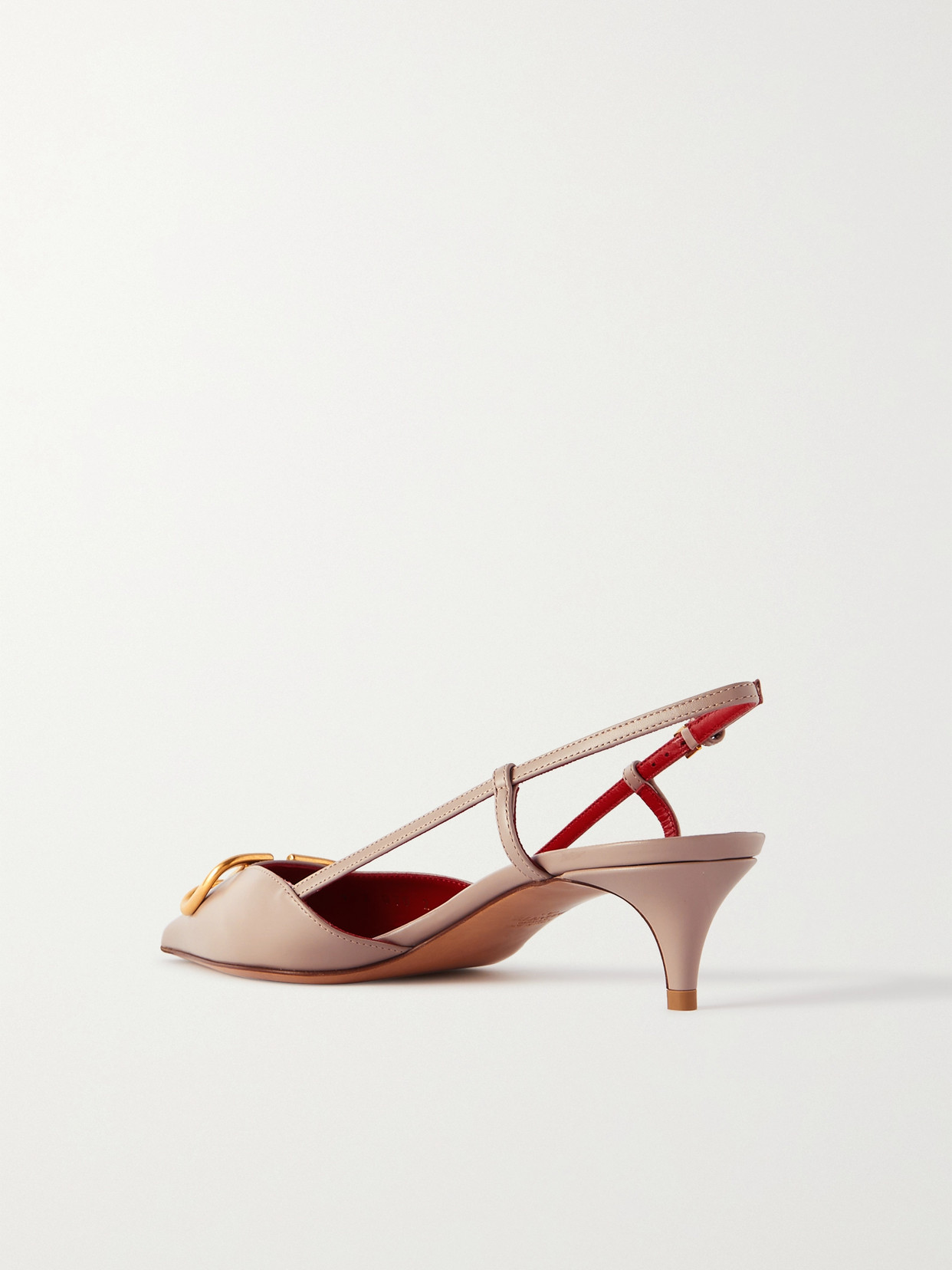 Shop Valentino Garavani Go Logo 40 Embellished Leather Slingback Pumps In Pink