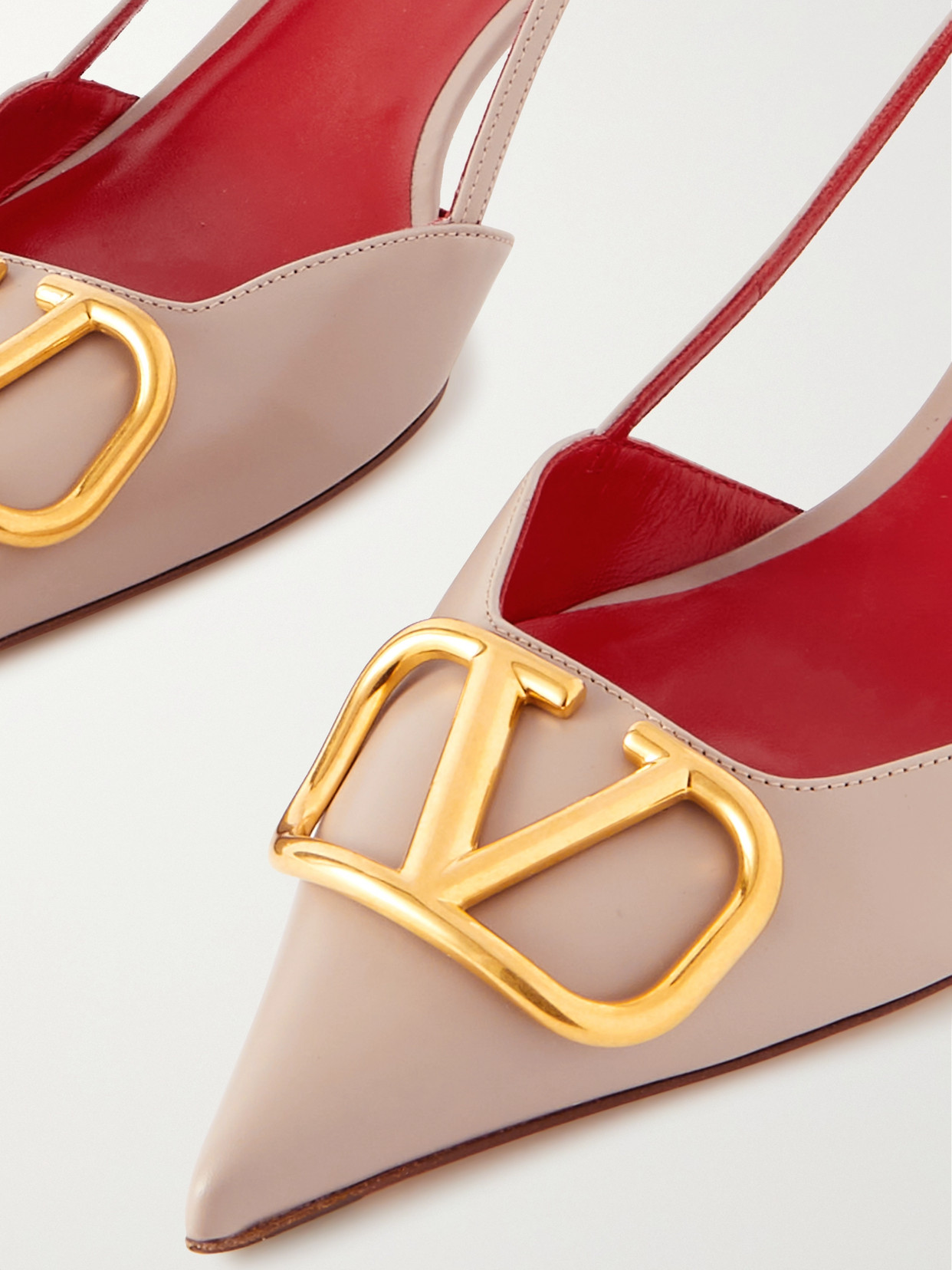 Shop Valentino Garavani Go Logo 40 Embellished Leather Slingback Pumps In Pink