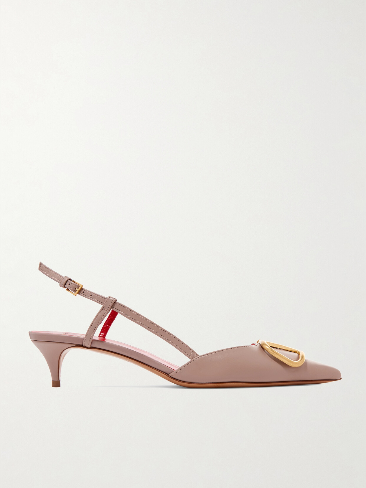 Shop Valentino Garavani Go Logo 40 Embellished Leather Slingback Pumps In Pink