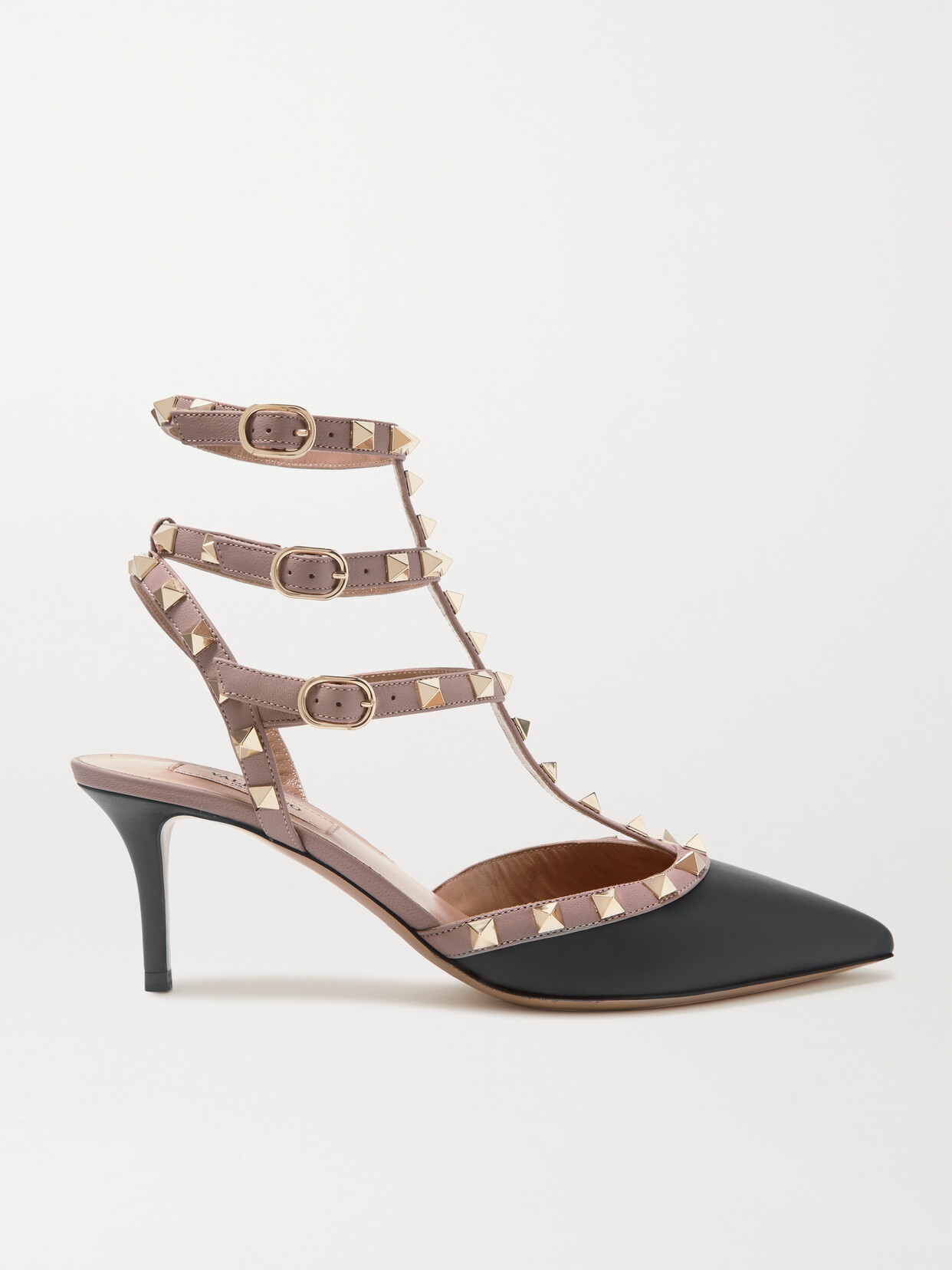 Shop Valentino Garavani Rockstud 65 Two-tone Leather Pumps In Black