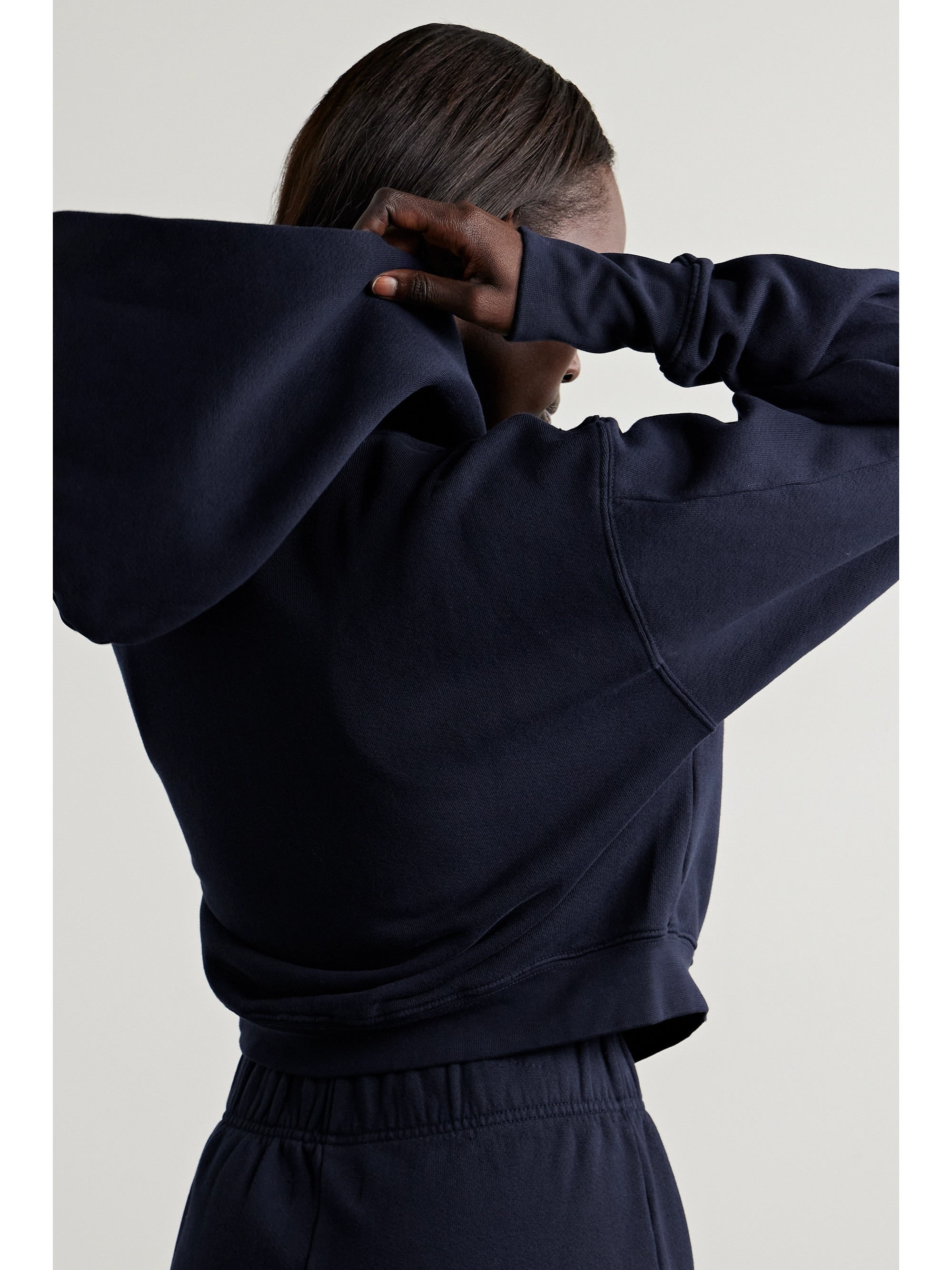 Les Tien Zendaya cropped cotton-jersey zip-up hoodie thumbnail