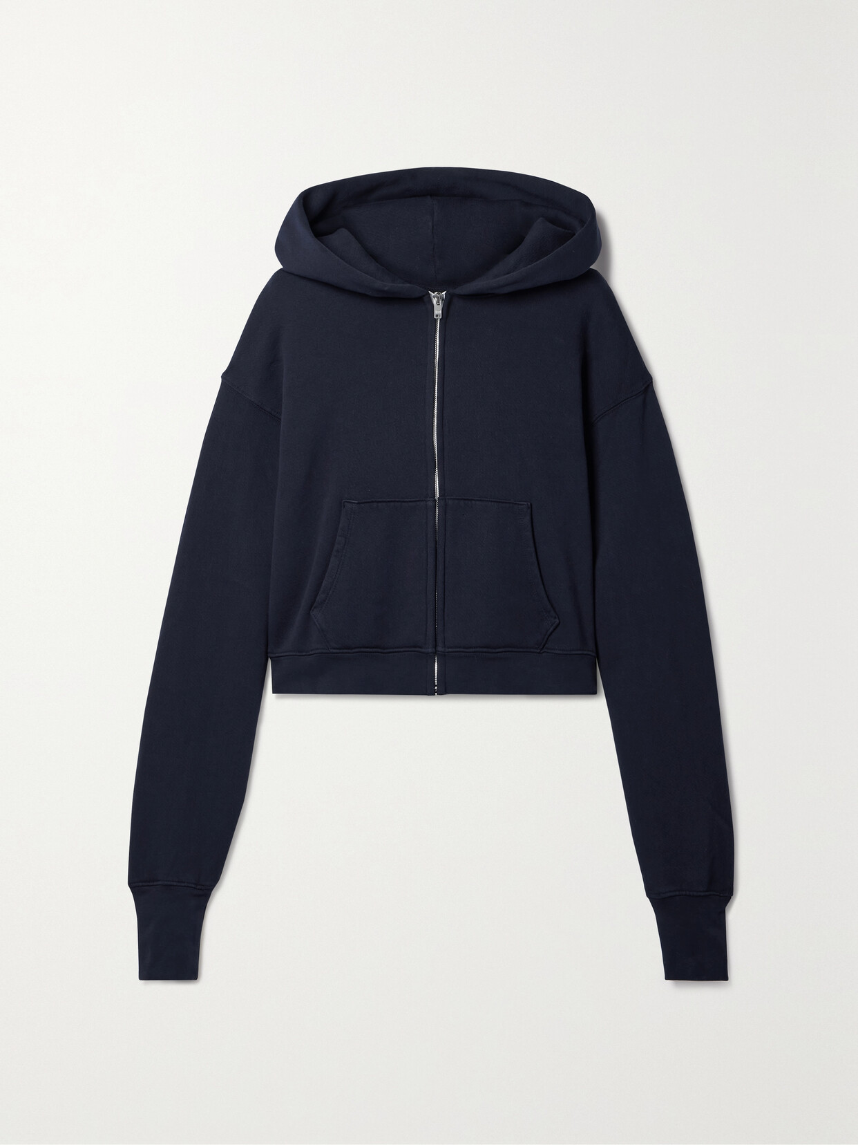 Les Tien Zendaya Cropped Cotton-jersey Zip-up Hoodie In Blue