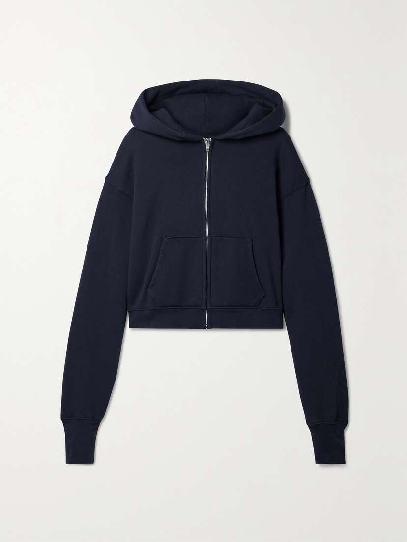 Les Tien Zendaya Cropped Cotton-jersey Zip-up Hoodie