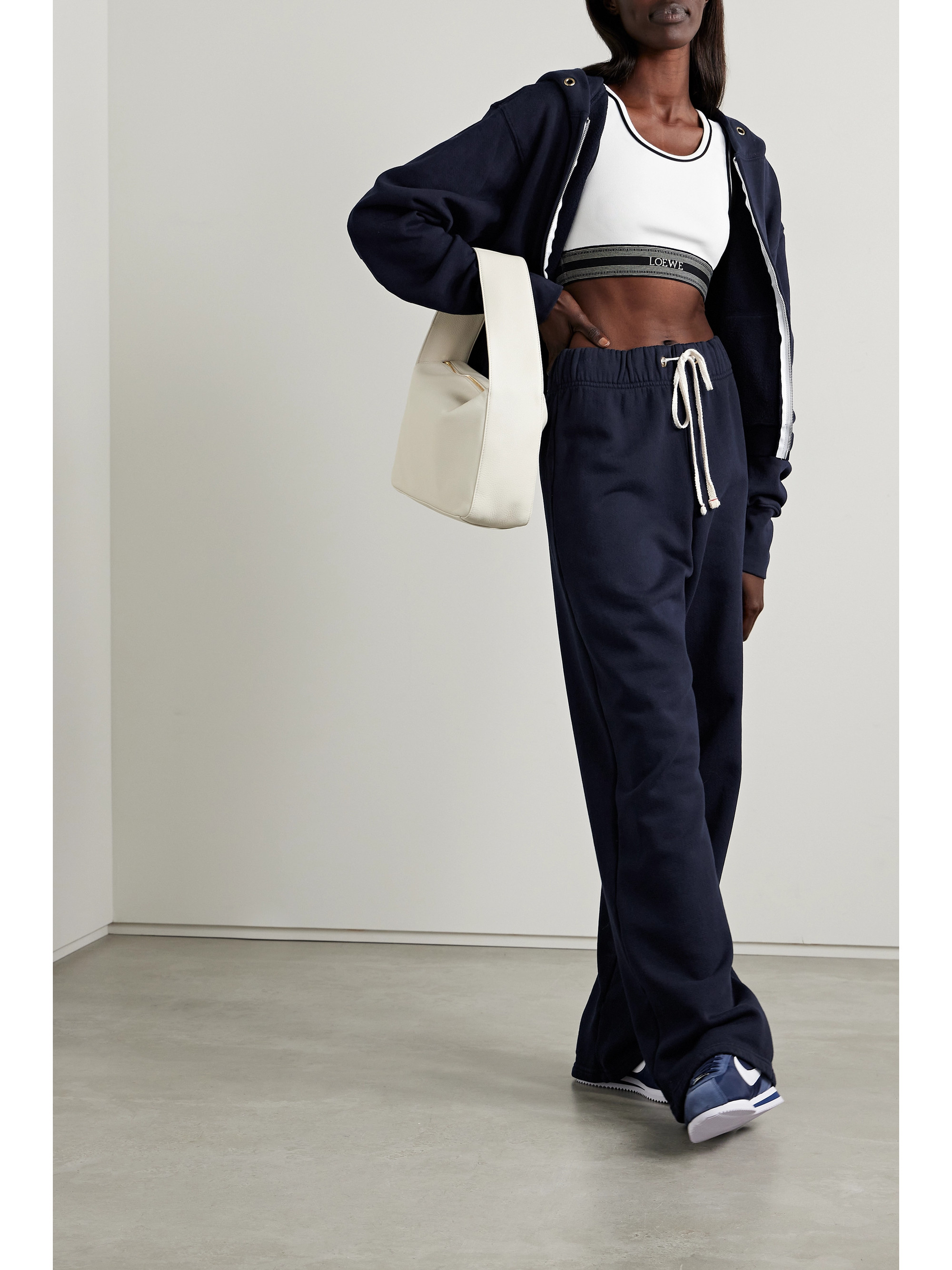Les Tien Zendaya cropped cotton-jersey zip-up hoodie thumbnail