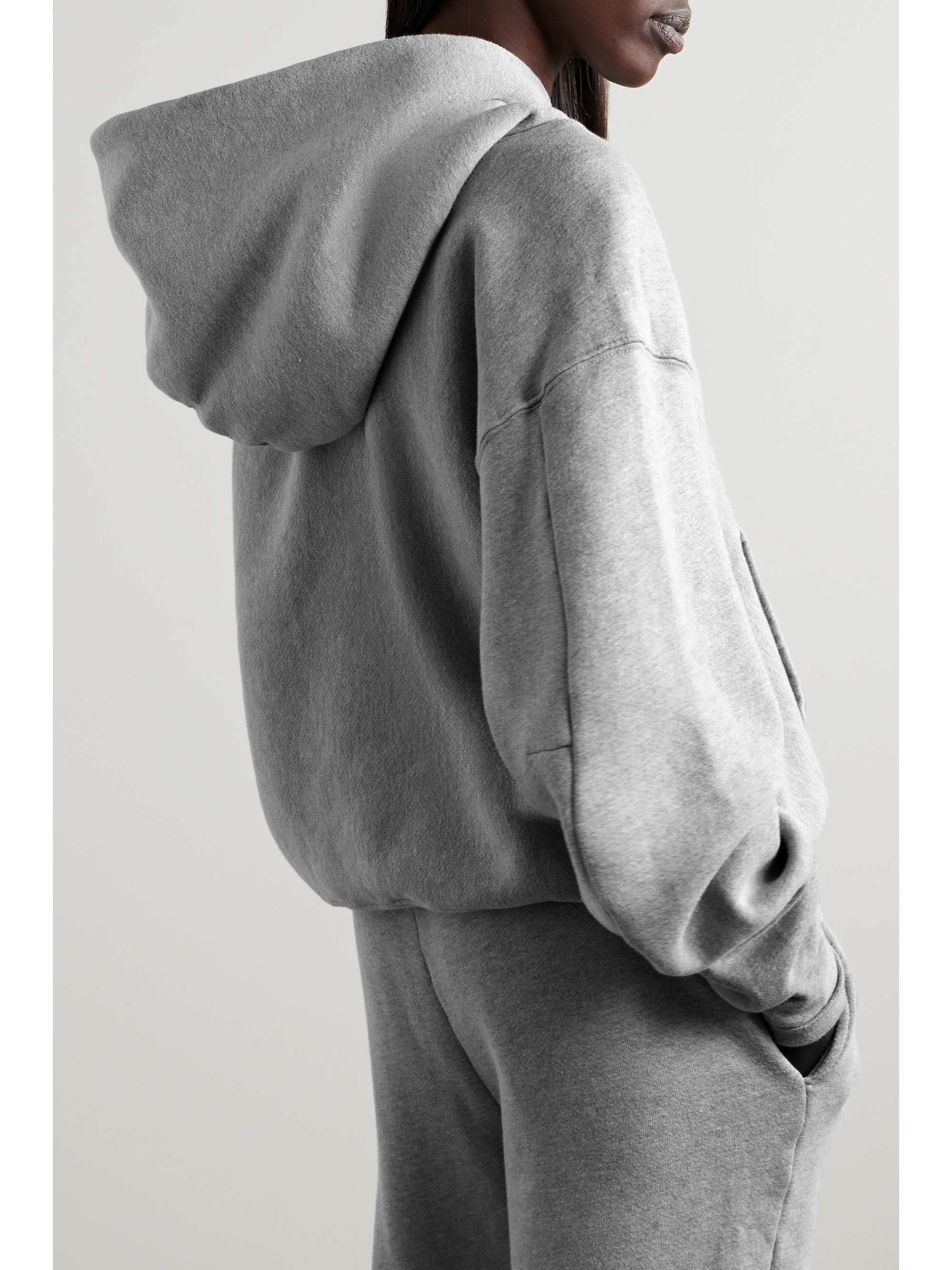 LES TIEN Cropped cotton-jersey hoodie