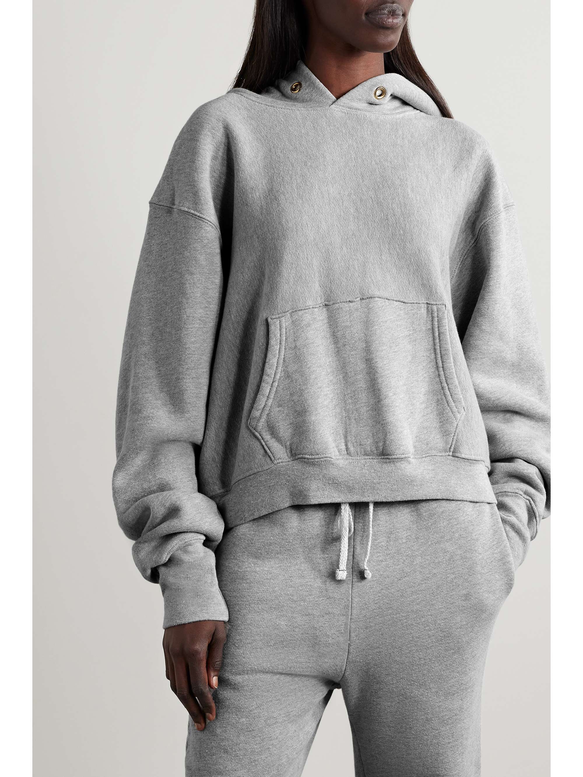 LES TIEN Cropped cotton-jersey hoodie