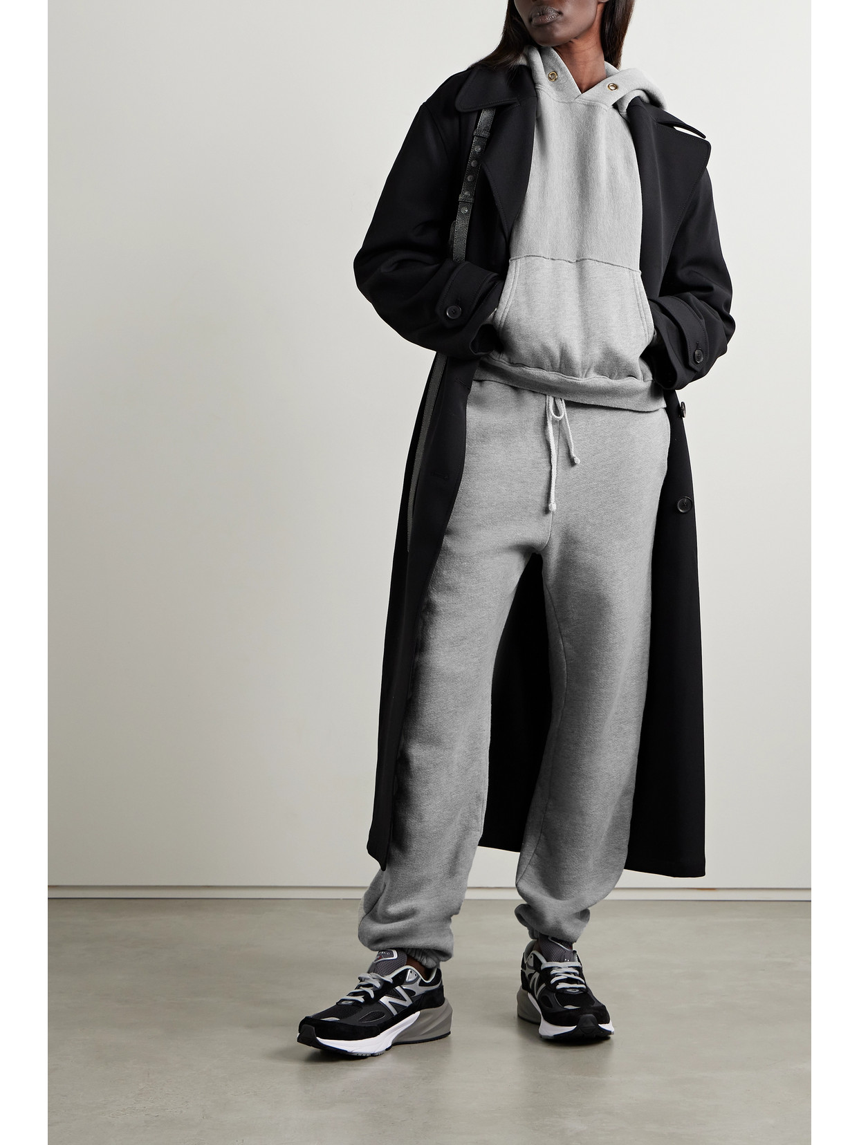 Les Tien Cara Cropped Cotton-jersey Hoodie In Gray