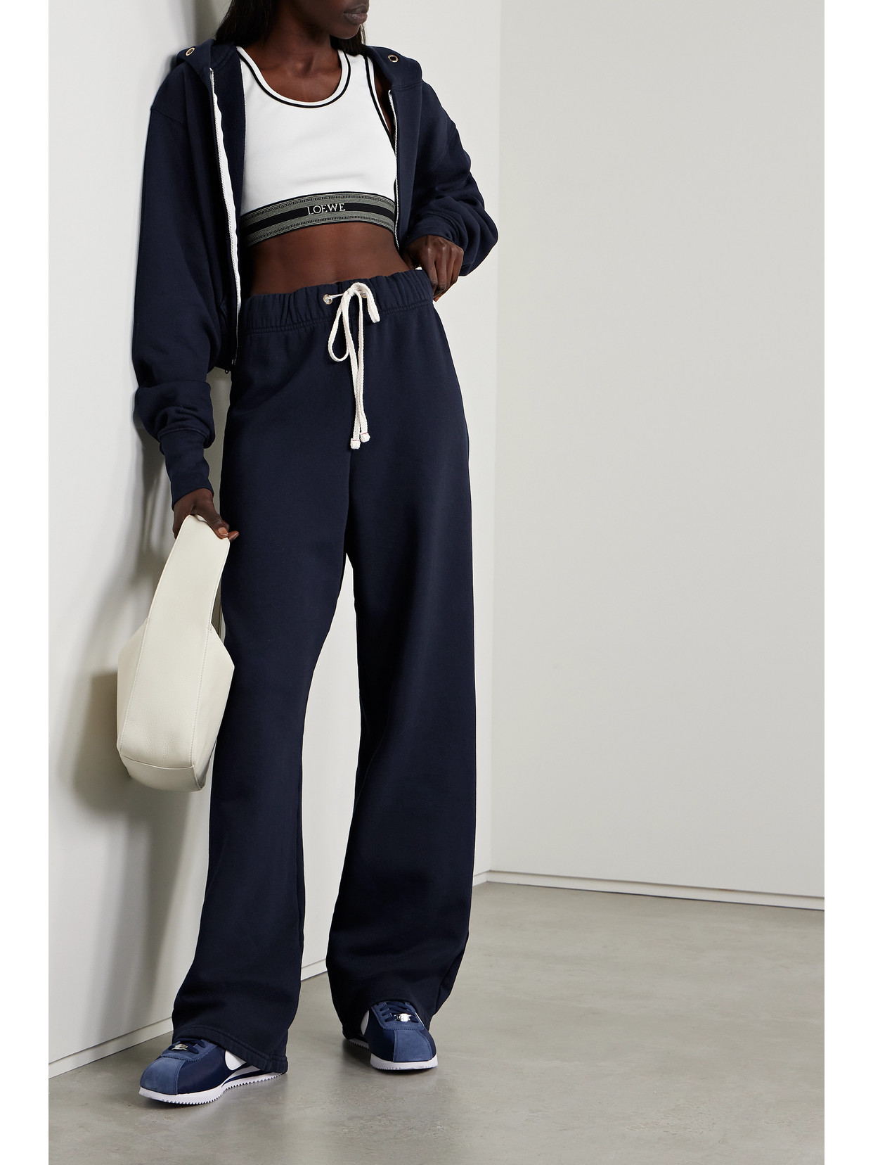 Shop Les Tien Eazy Cotton-jersey Track Pants In Blue