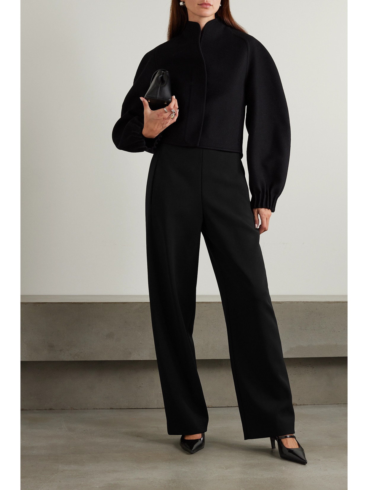 Fforme Larissa Wool-blend Twill Straight-leg Pants In Black