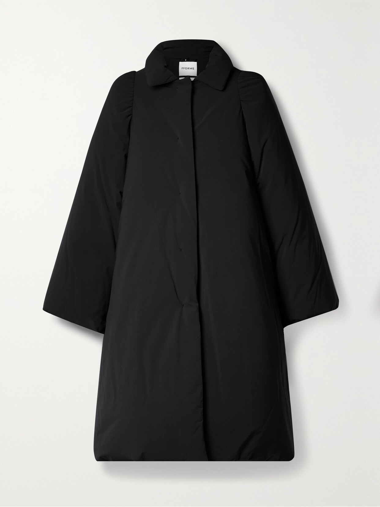 Shop Fforme + Net Sustain Sage Padded Shell Down Coat In Black