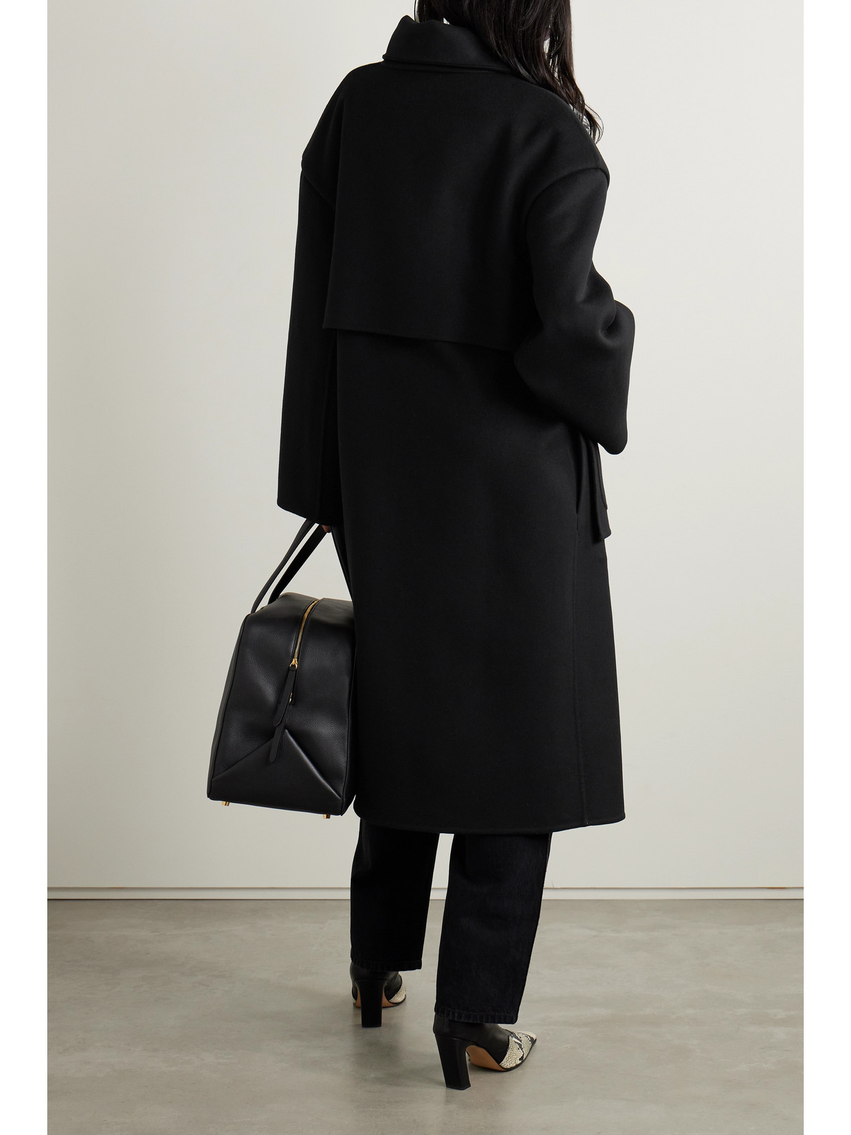 Shop Fforme Wei Layered Wool Coat In Black