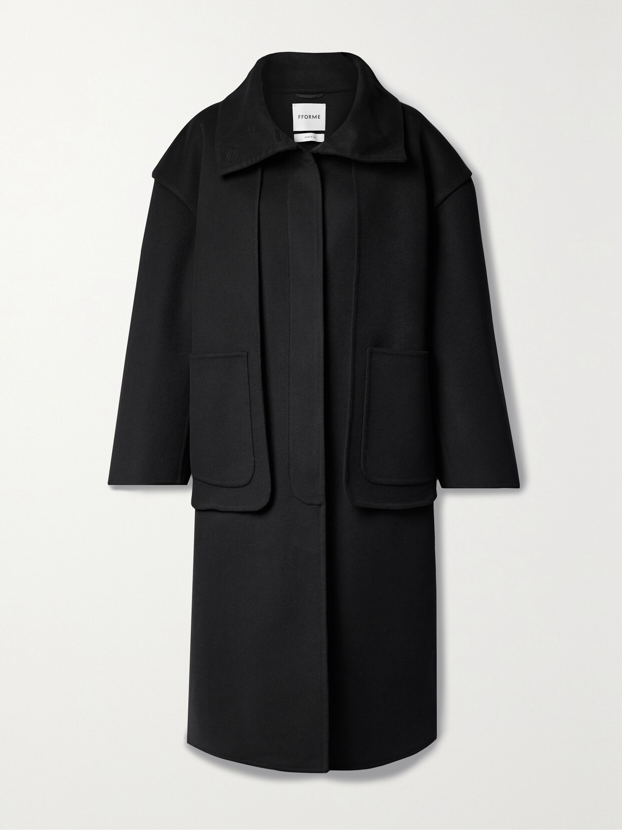 Fforme Wei Layered Wool Coat In Black