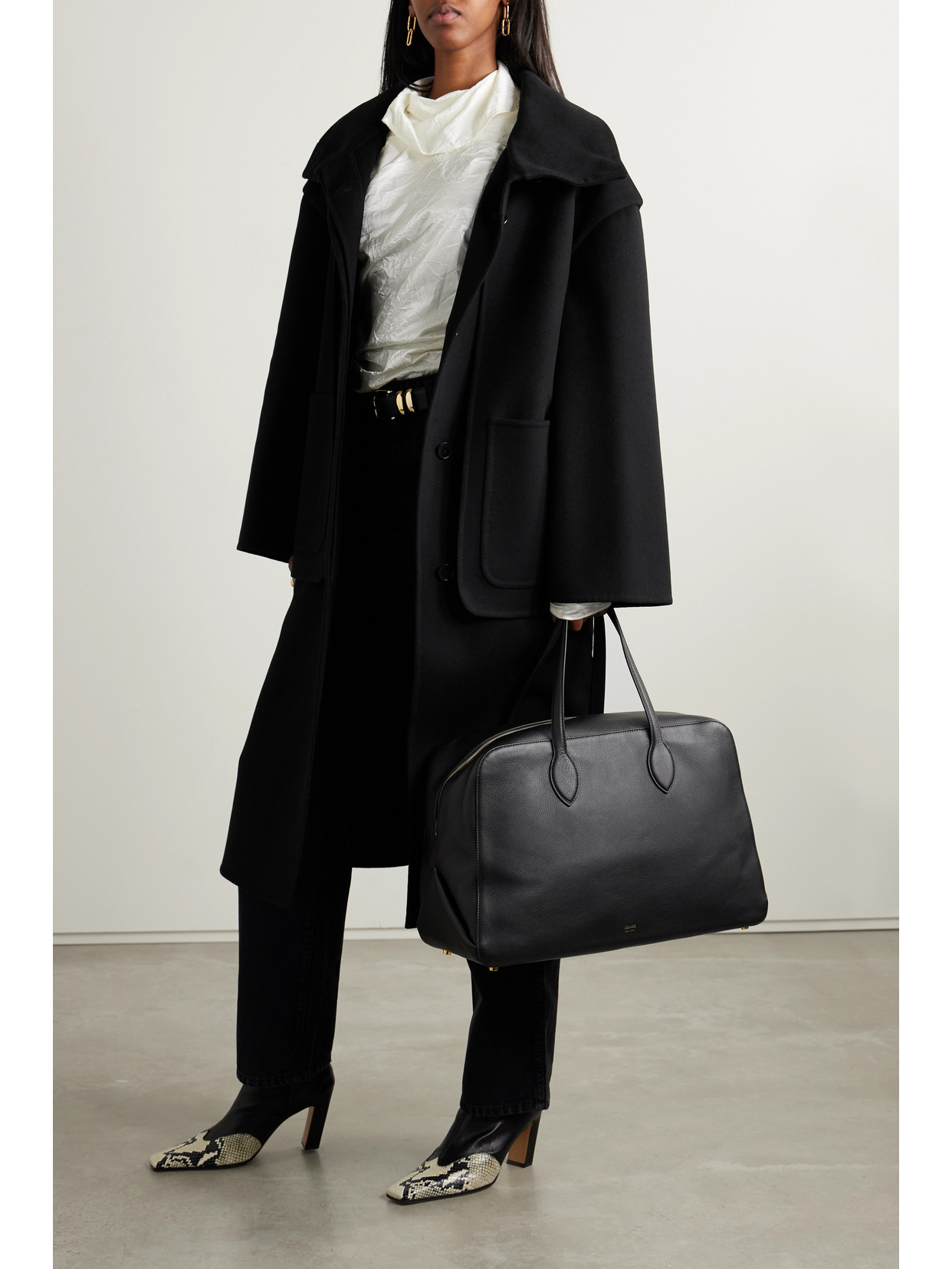 Shop Fforme Wei Layered Wool Coat In Black