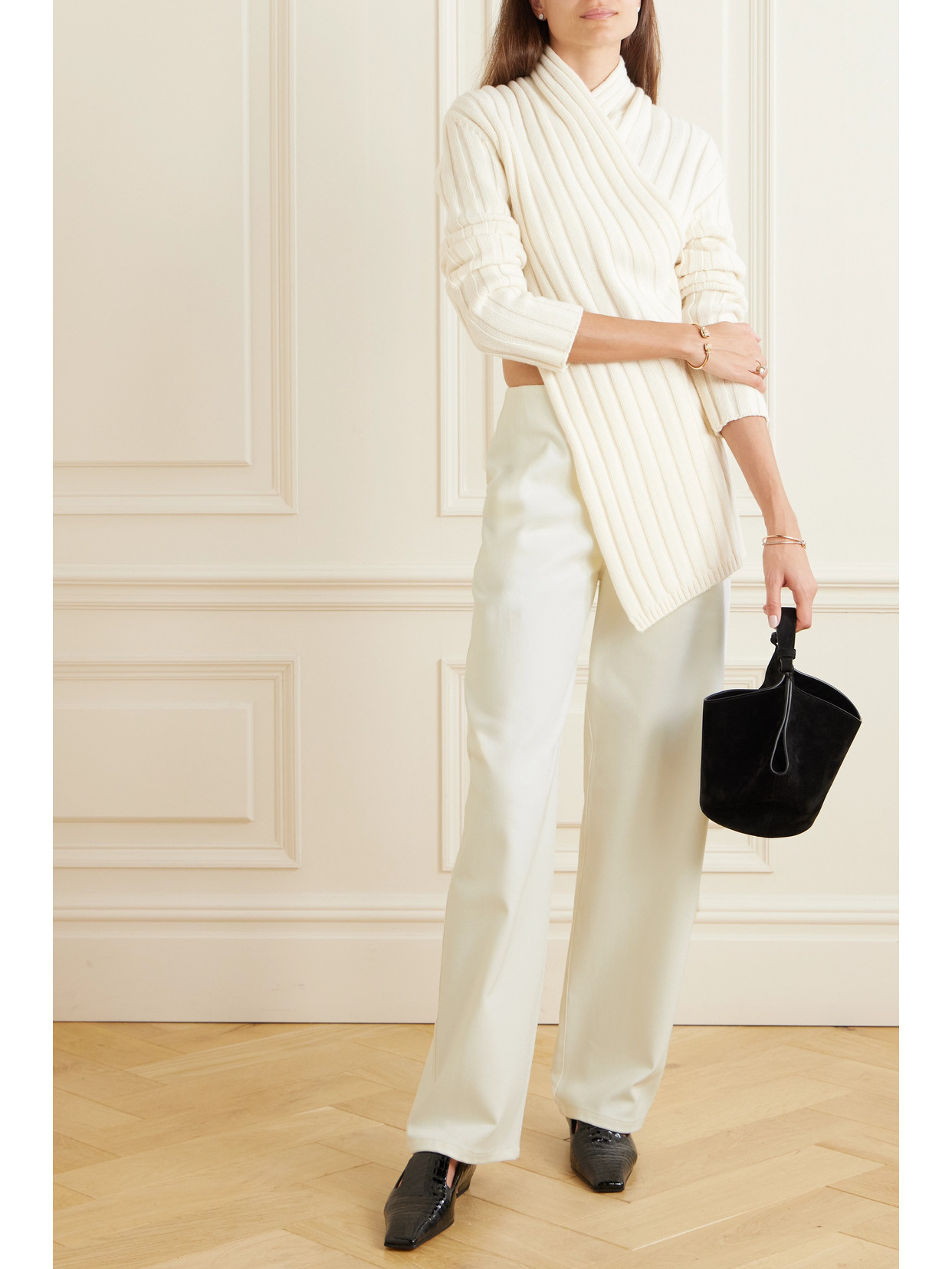 Fforme Jagger Wide-leg Cotton-blend Pants In White