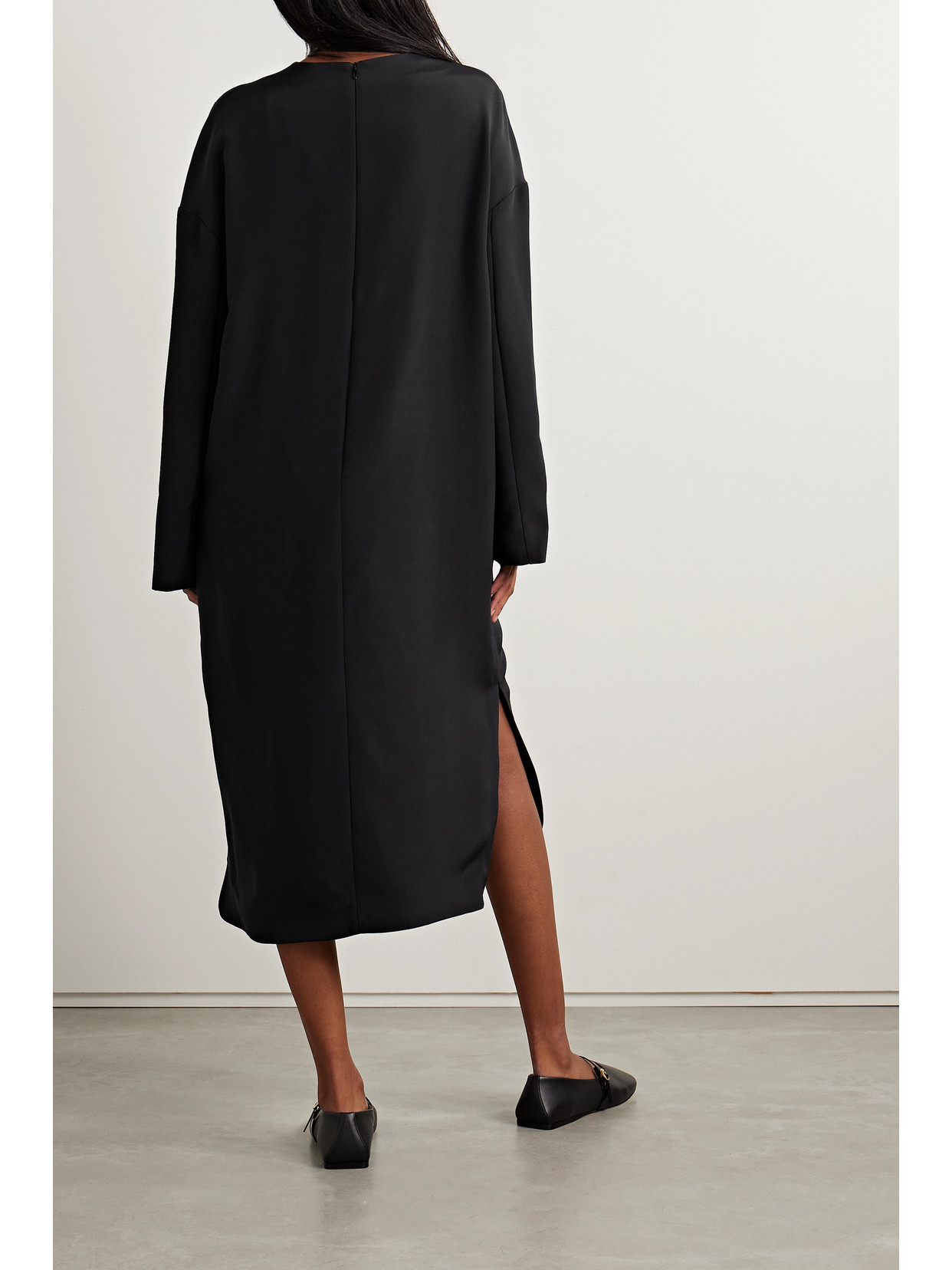 Fforme Sadie Silk-crepe Midi Dress In Black