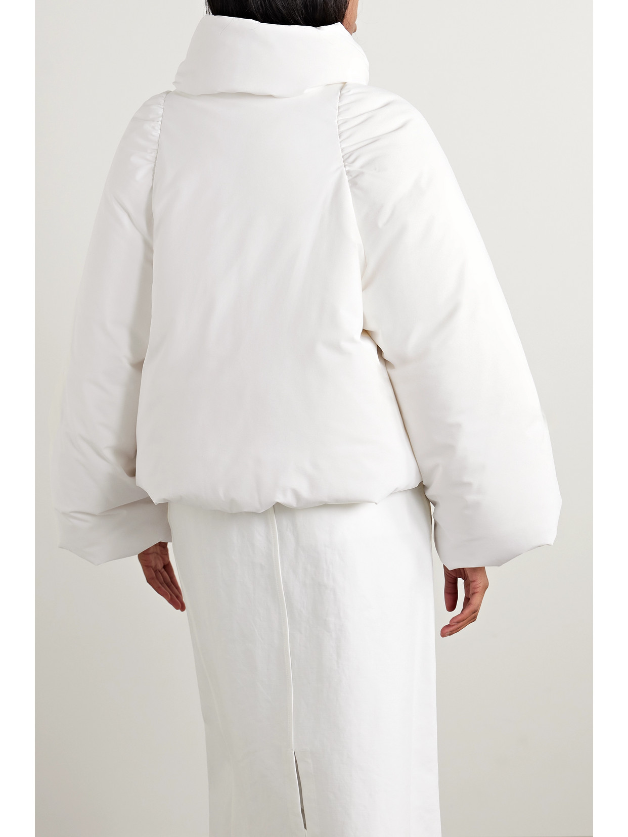 Fforme Nola Cropped Hooded Shell Down Jacket In White