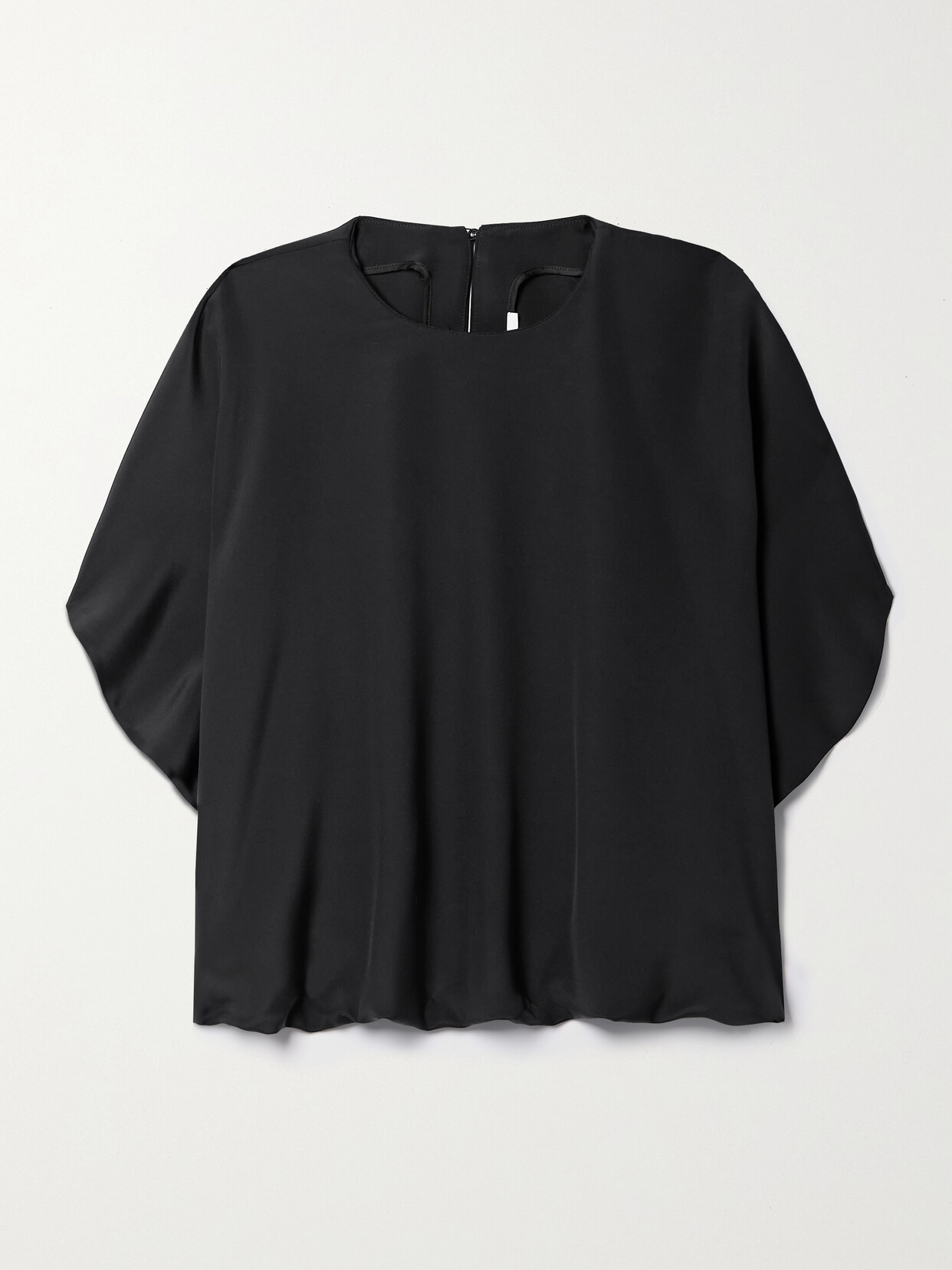 Fforme Kaia Draped Cape-effect Silk-crepe Top In Black