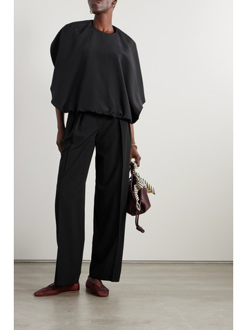 Fforme Kaia draped cape-effect silk-crepe top