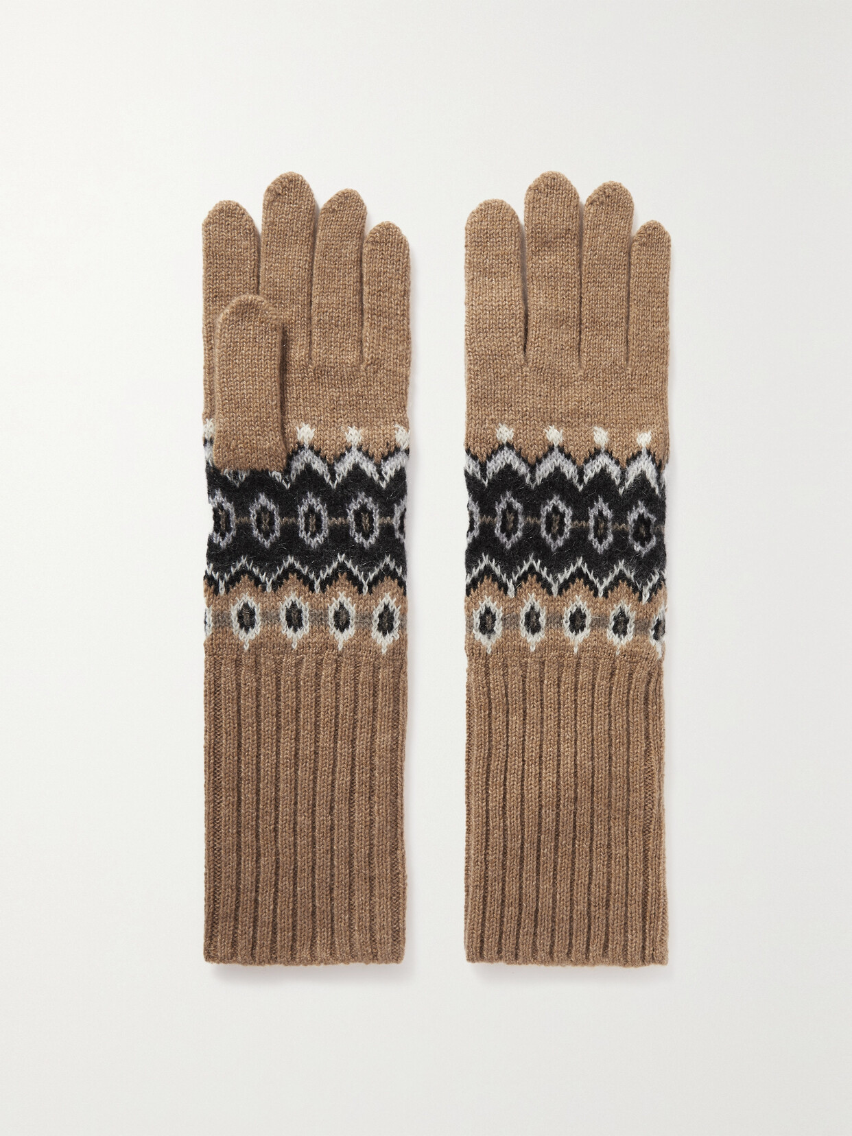 Khaite Vail Fair Isle Cashmere Gloves In Neutrals