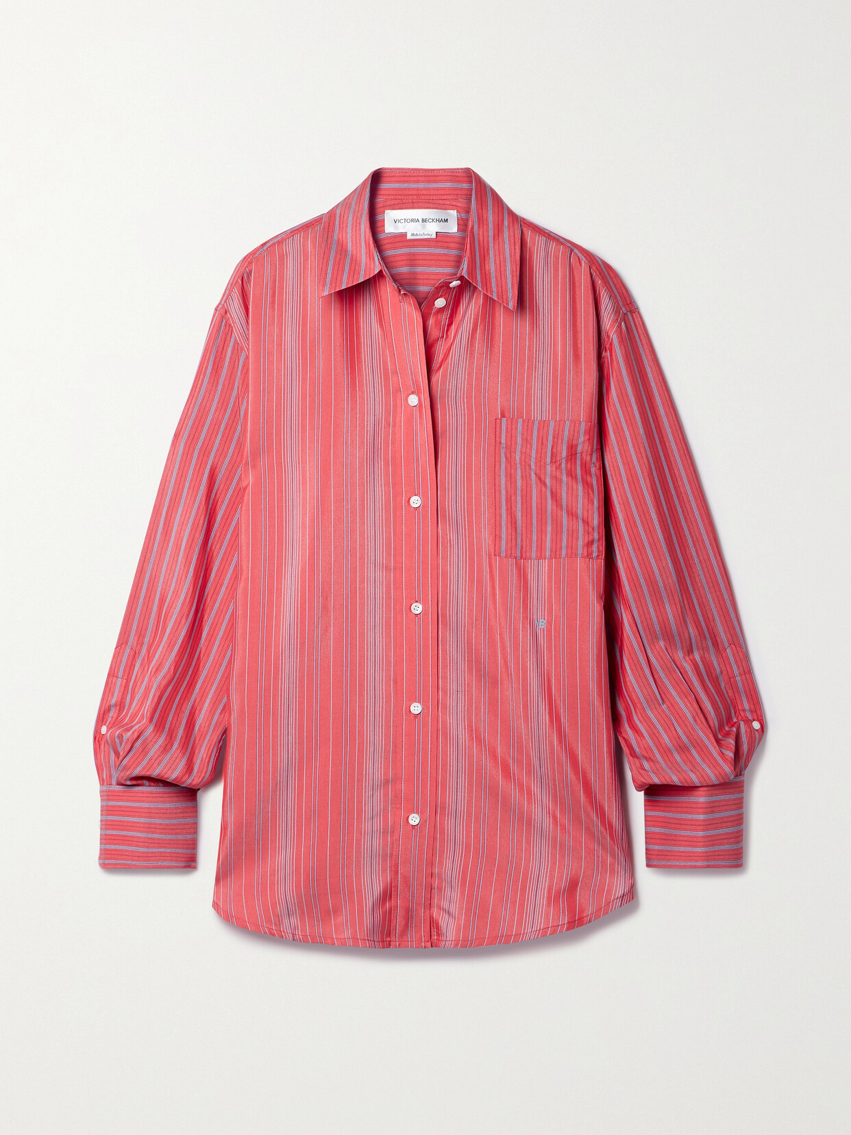 Victoria Beckham - Oversized Striped Woven Shirt - Red