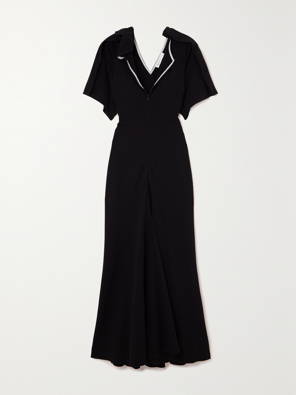 Victoria Beckham Asymmetric Plunge-front Wool-blend Dress In Black
