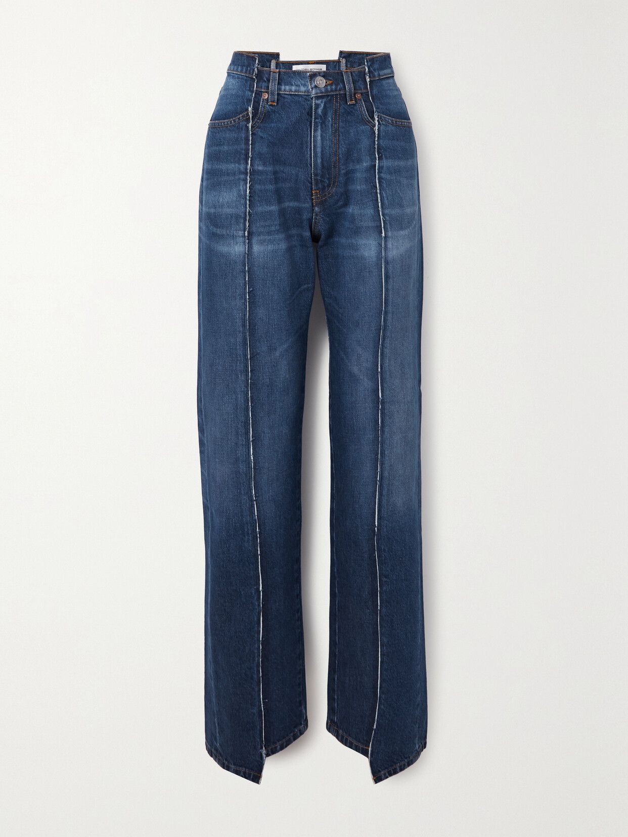 Victoria Beckham - Paneled High-rise Straight-leg Jeans - Blue