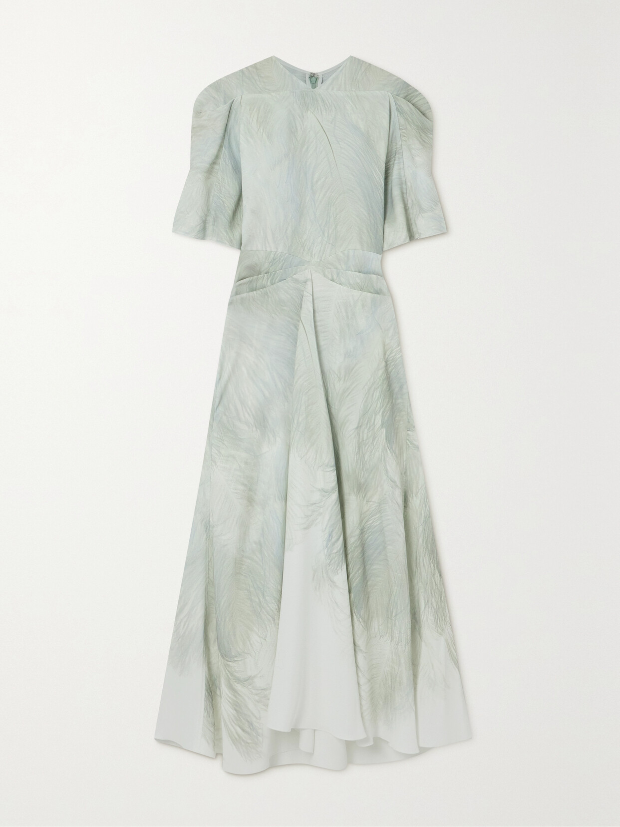 Victoria Beckham Gathered Printed Crepe Maxi Dress