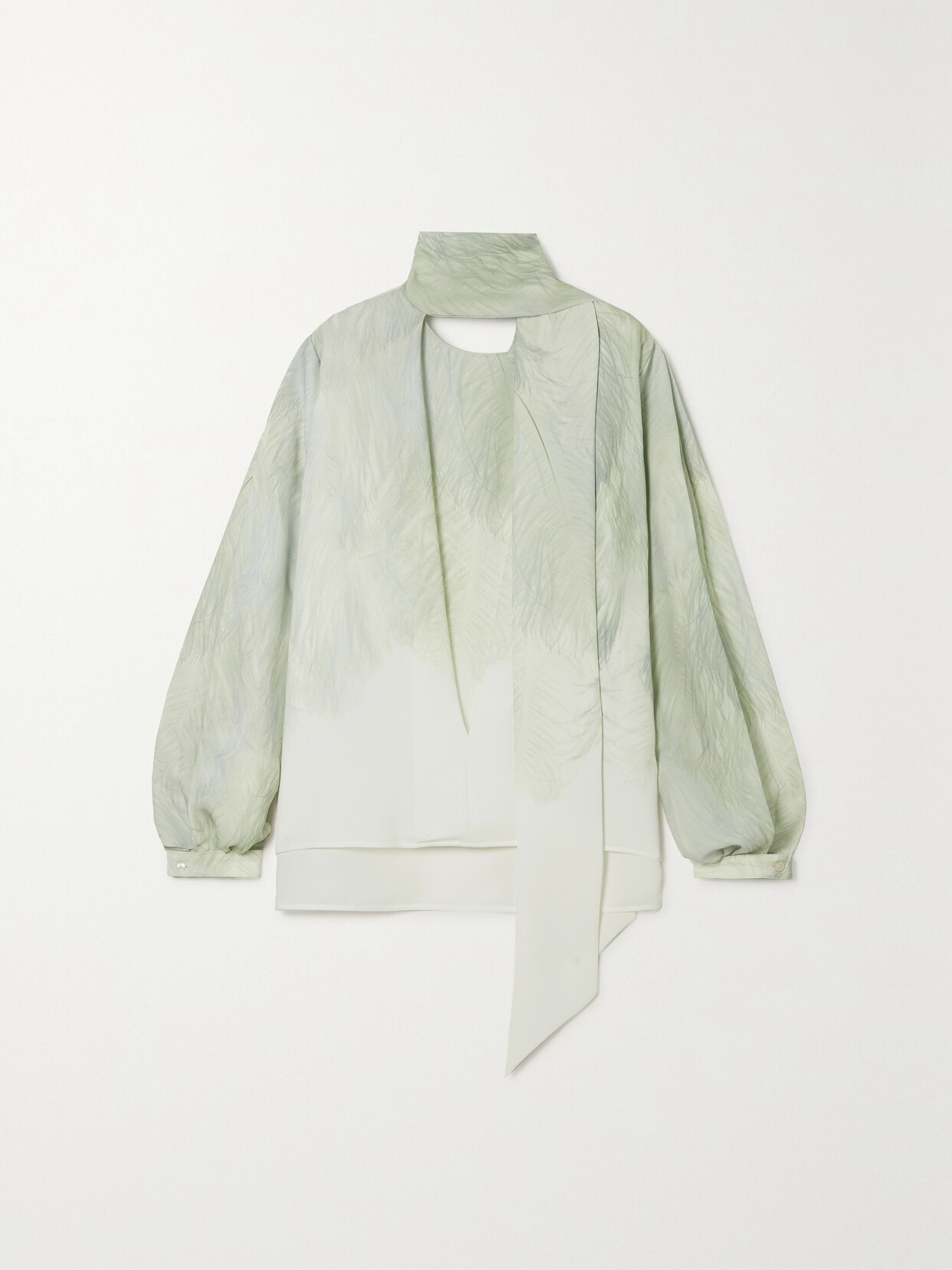 Victoria Beckham Draped Printed Cady Blouse - Cream