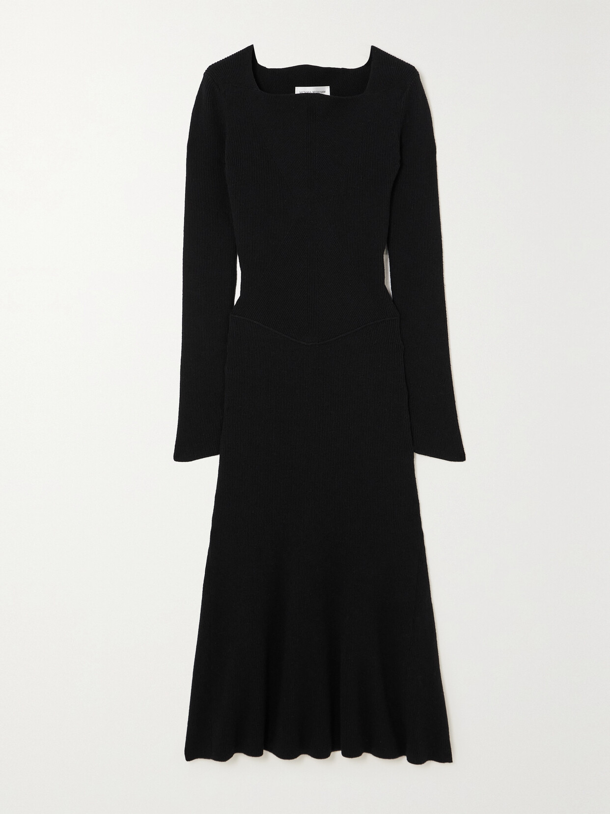 Victoria Beckham - Circle Paneled Stretch-wool Midi Dress - Black